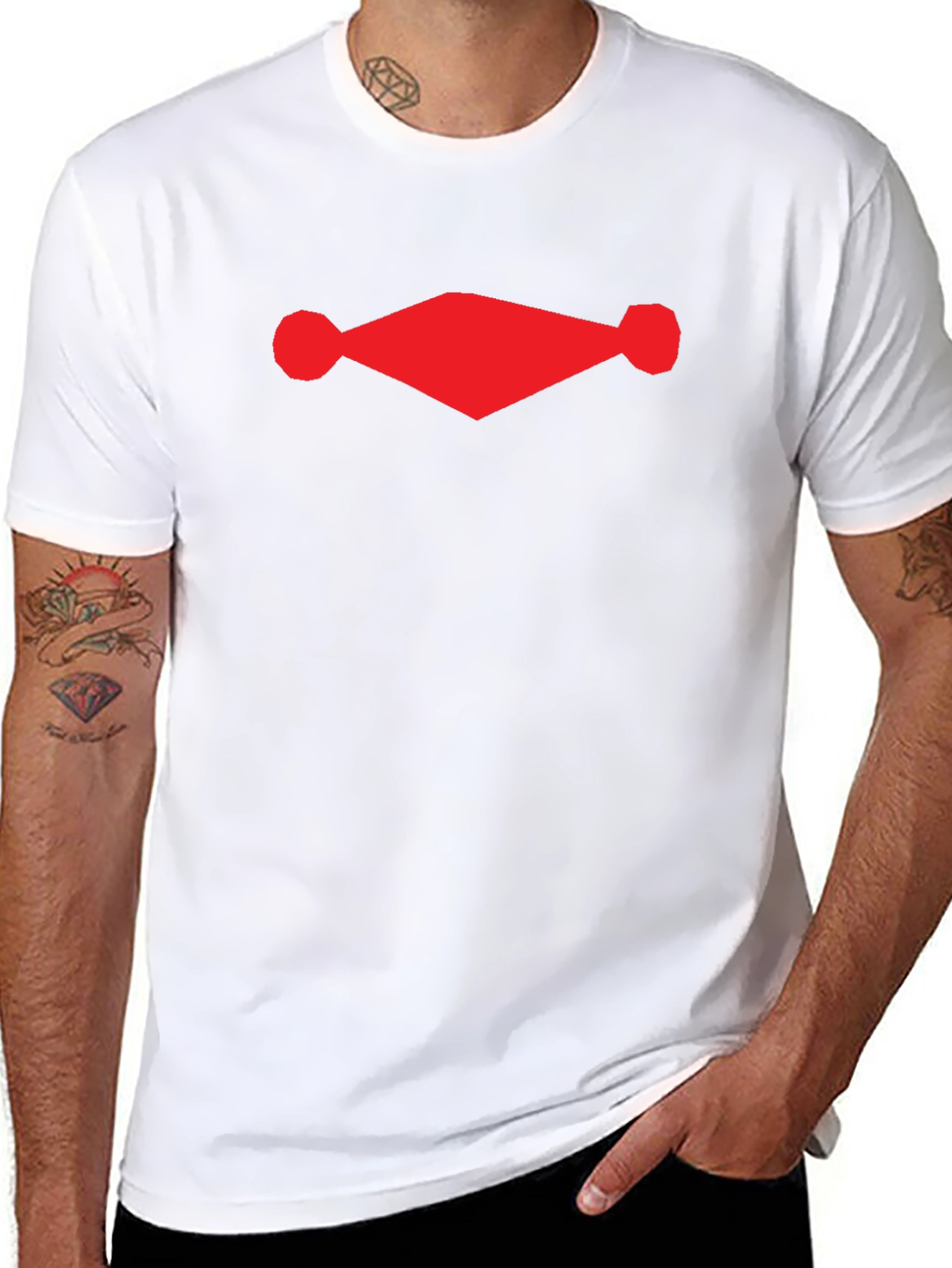 Black Tee with Red Diamond Design
