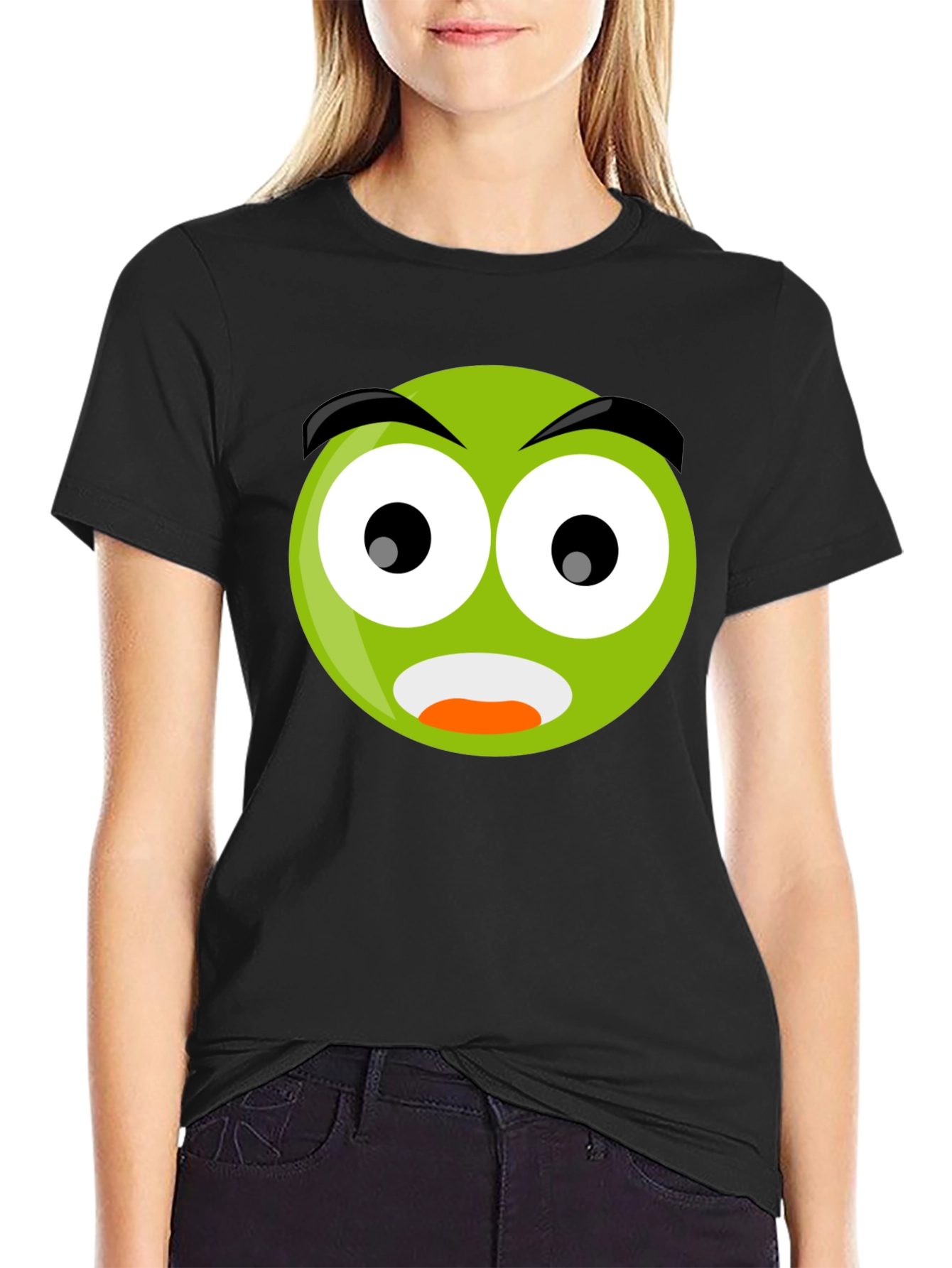Shocked Emoji Black T-Shirt