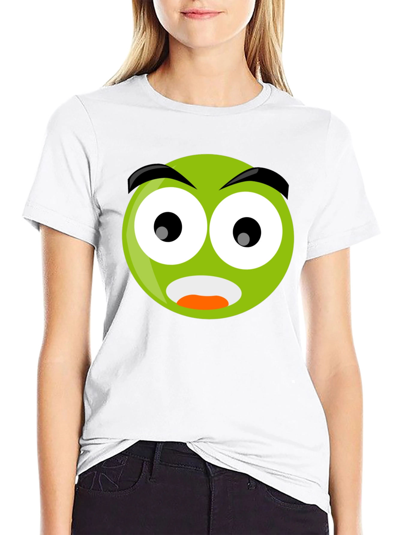 Shocked Emoji Black T-Shirt