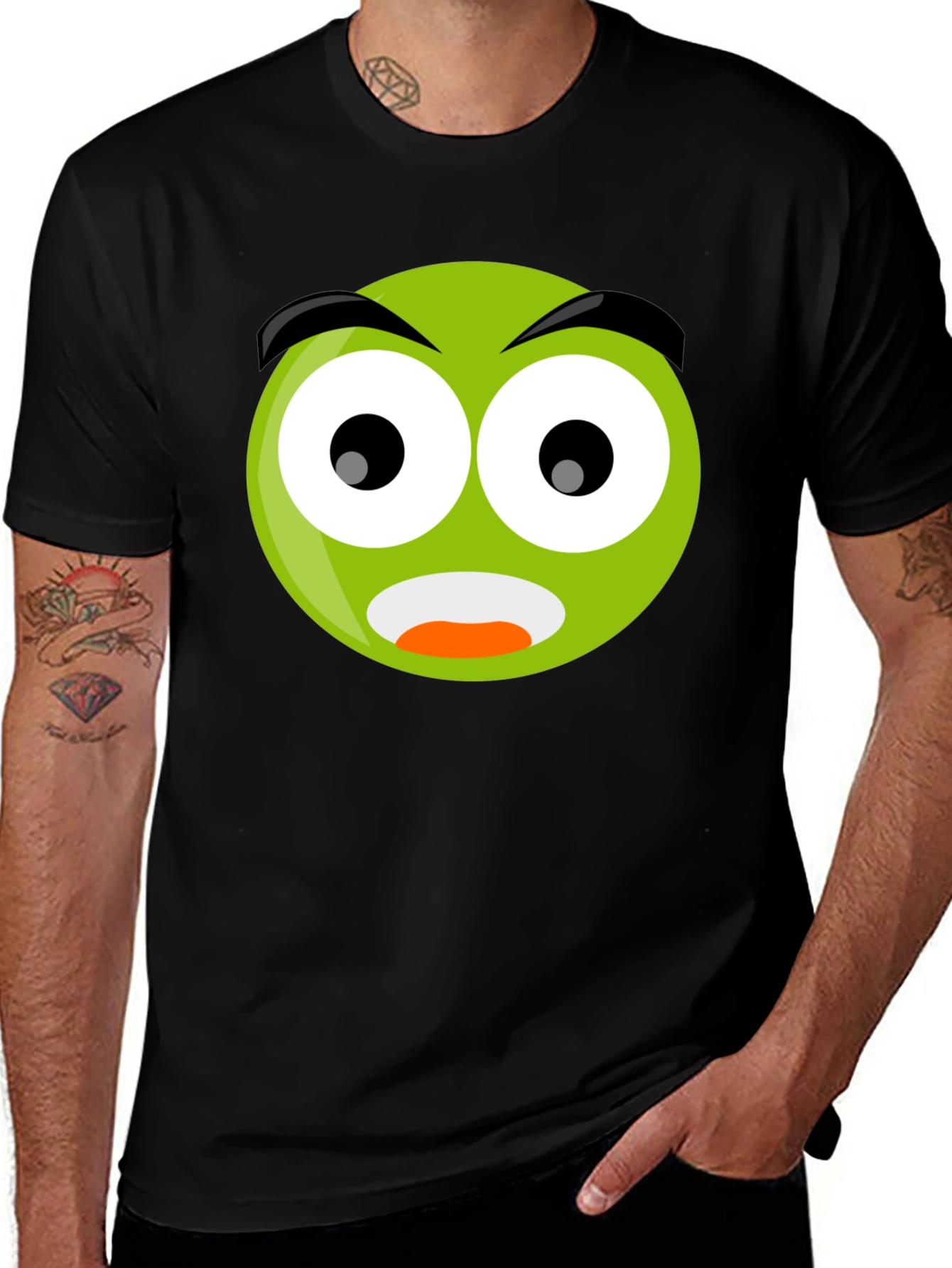 Shocked Emoji Black T-Shirt