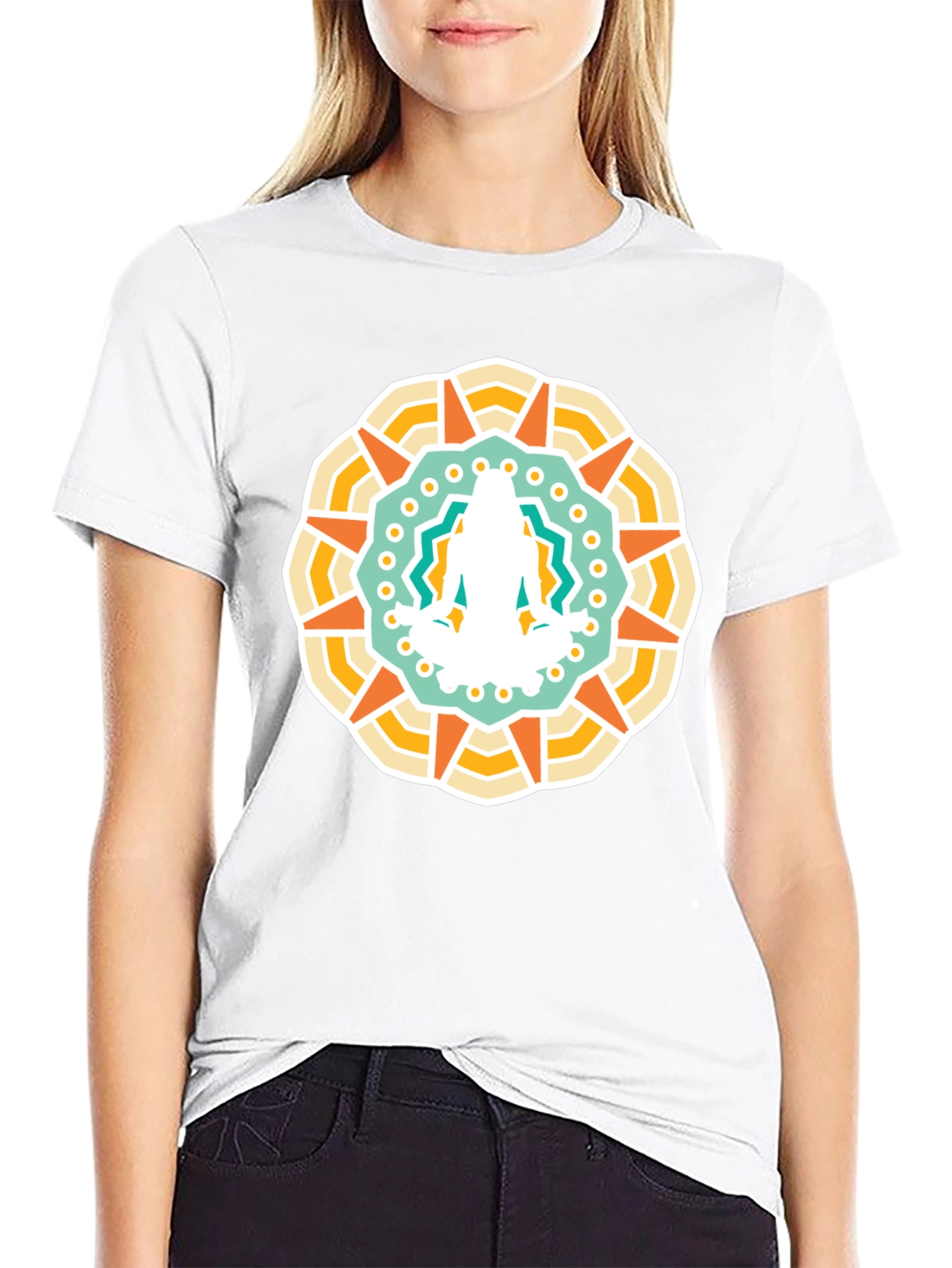 Mandala Yoga Meditation Graphic Black T-Shirt