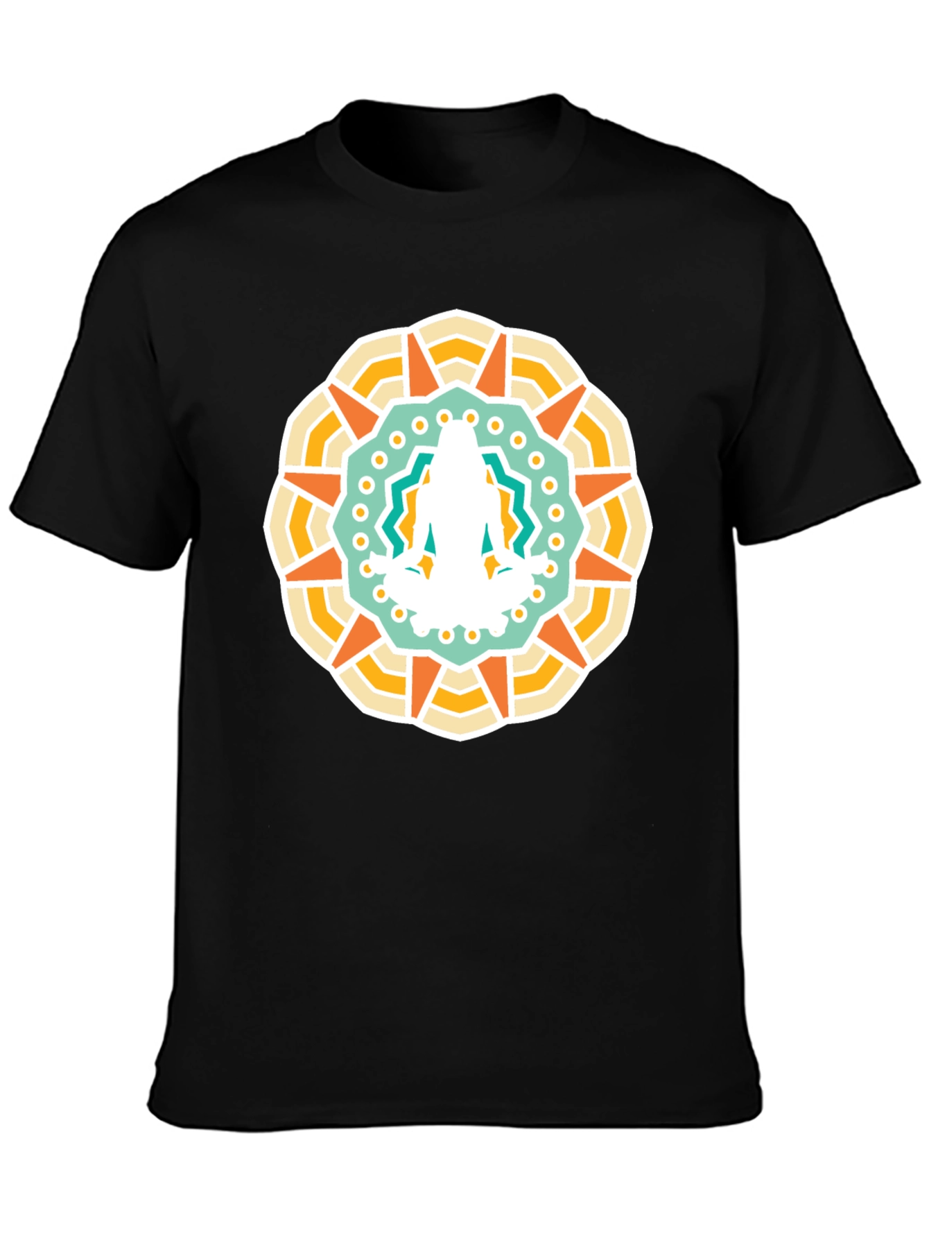 Mandala Yoga Meditation Graphic Black T-Shirt
