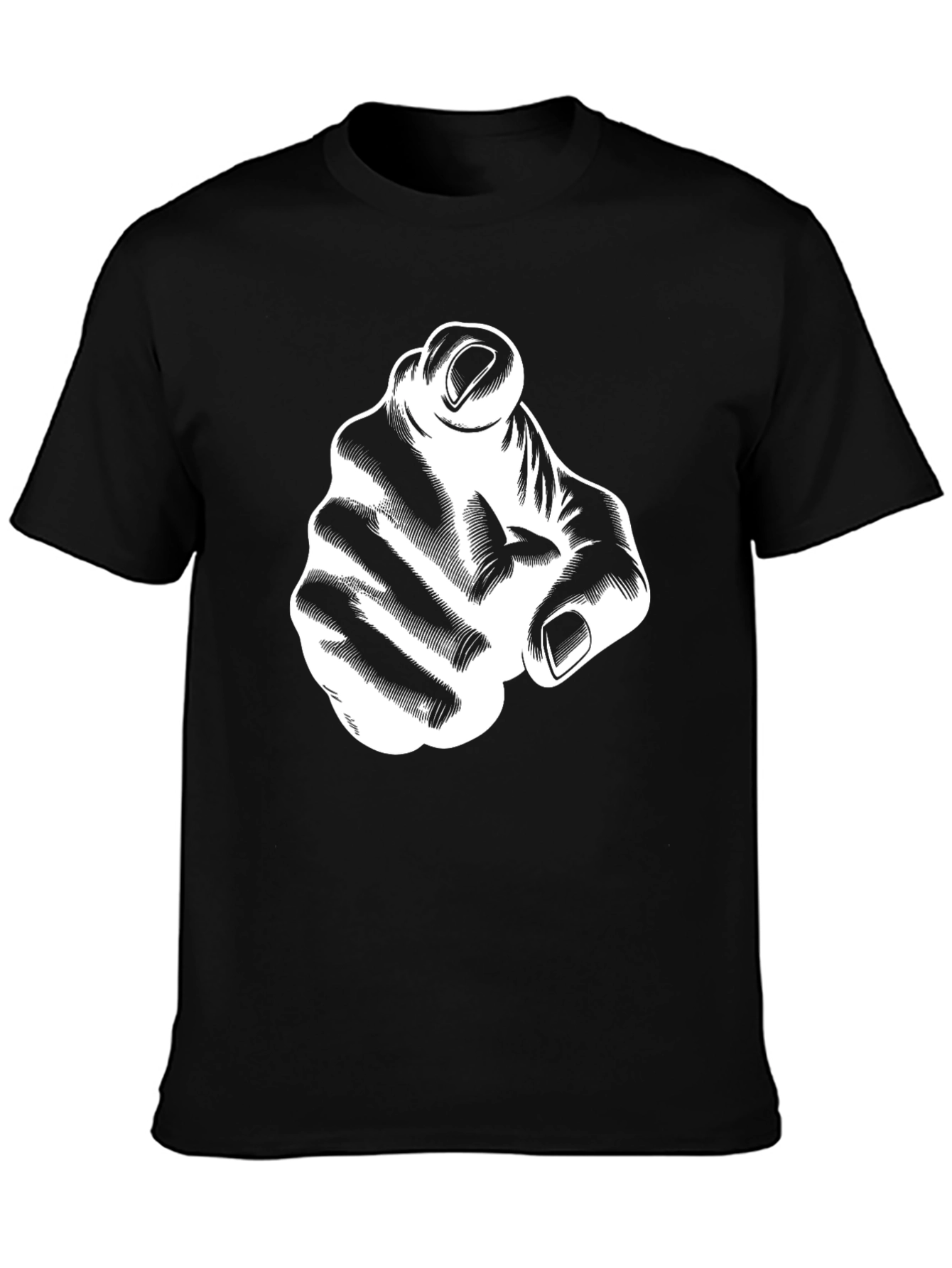Pointing Hand Graphic Tee - Black Cotton T-Shirt
