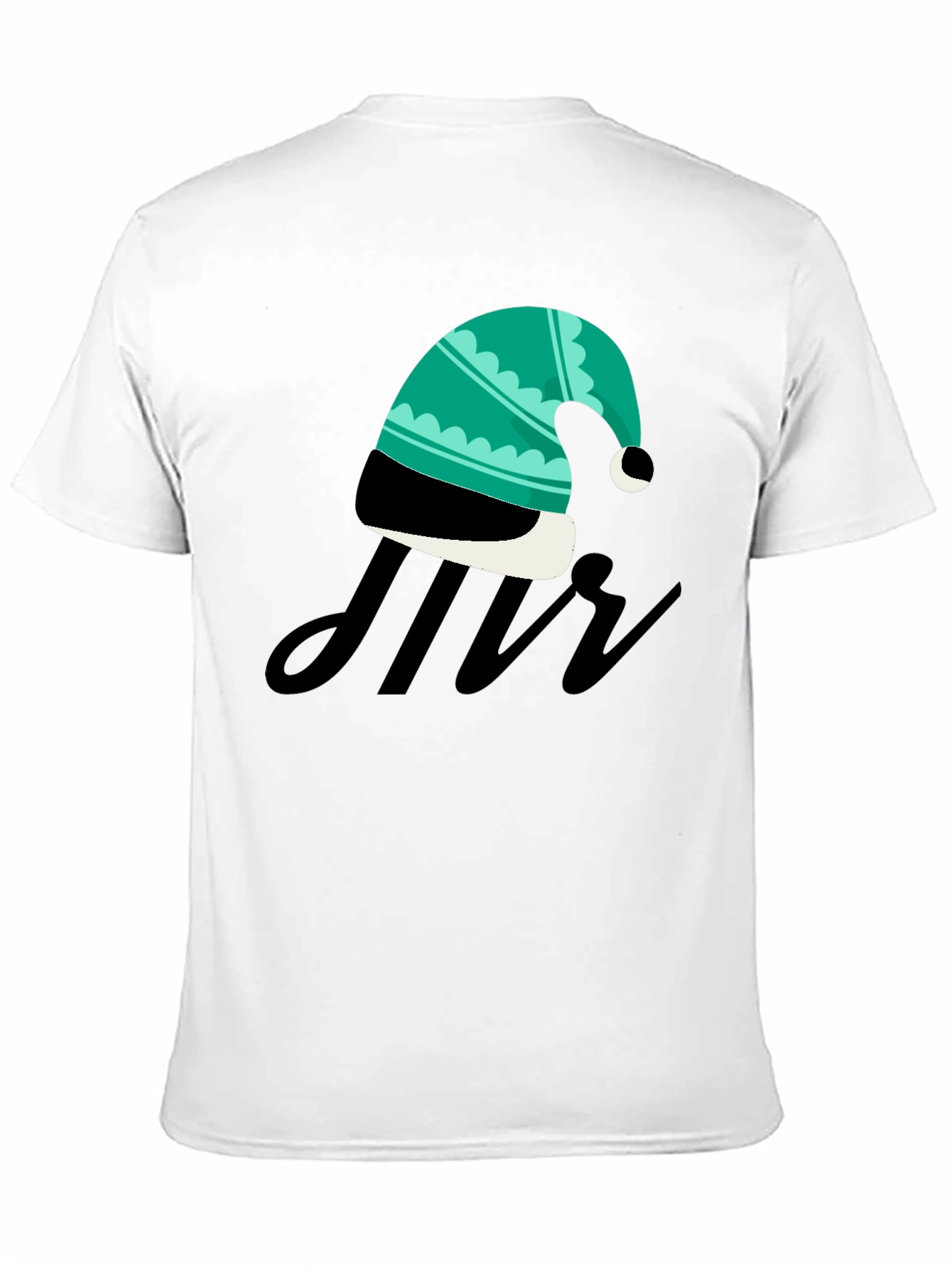 Stylish Black T-Shirt with Festive Hat Graphic