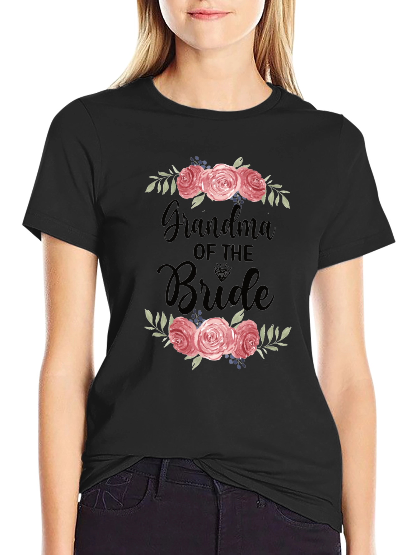Grandma of the Bride T-Shirt with Floral Design