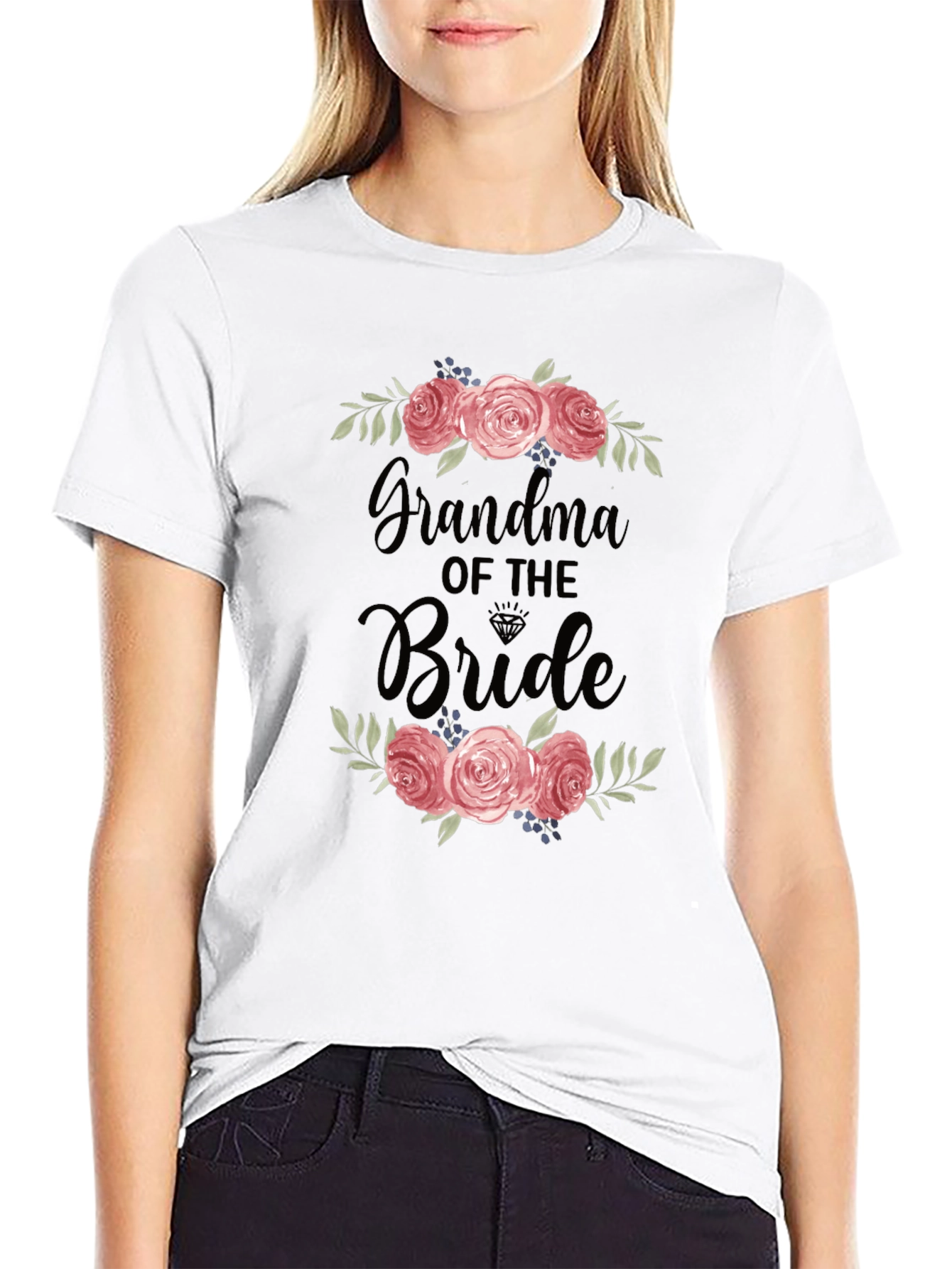 Grandma of the Bride T-Shirt with Floral Design