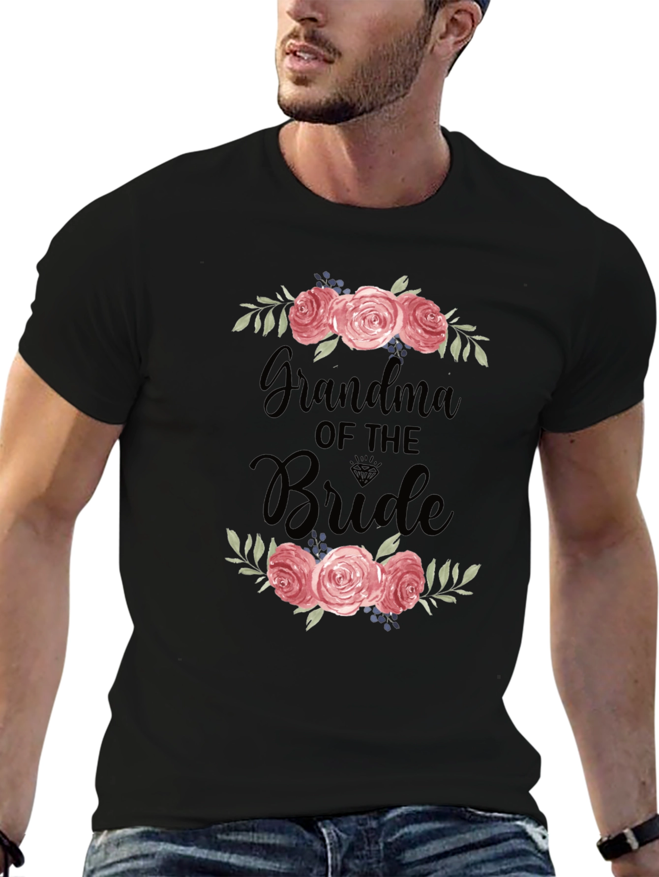 Grandma of the Bride T-Shirt with Floral Design