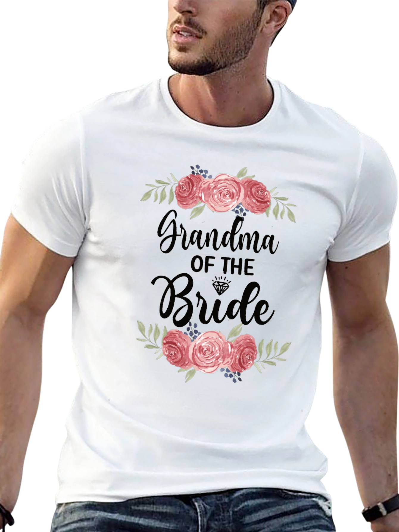 Grandma of the Bride T-Shirt with Floral Design
