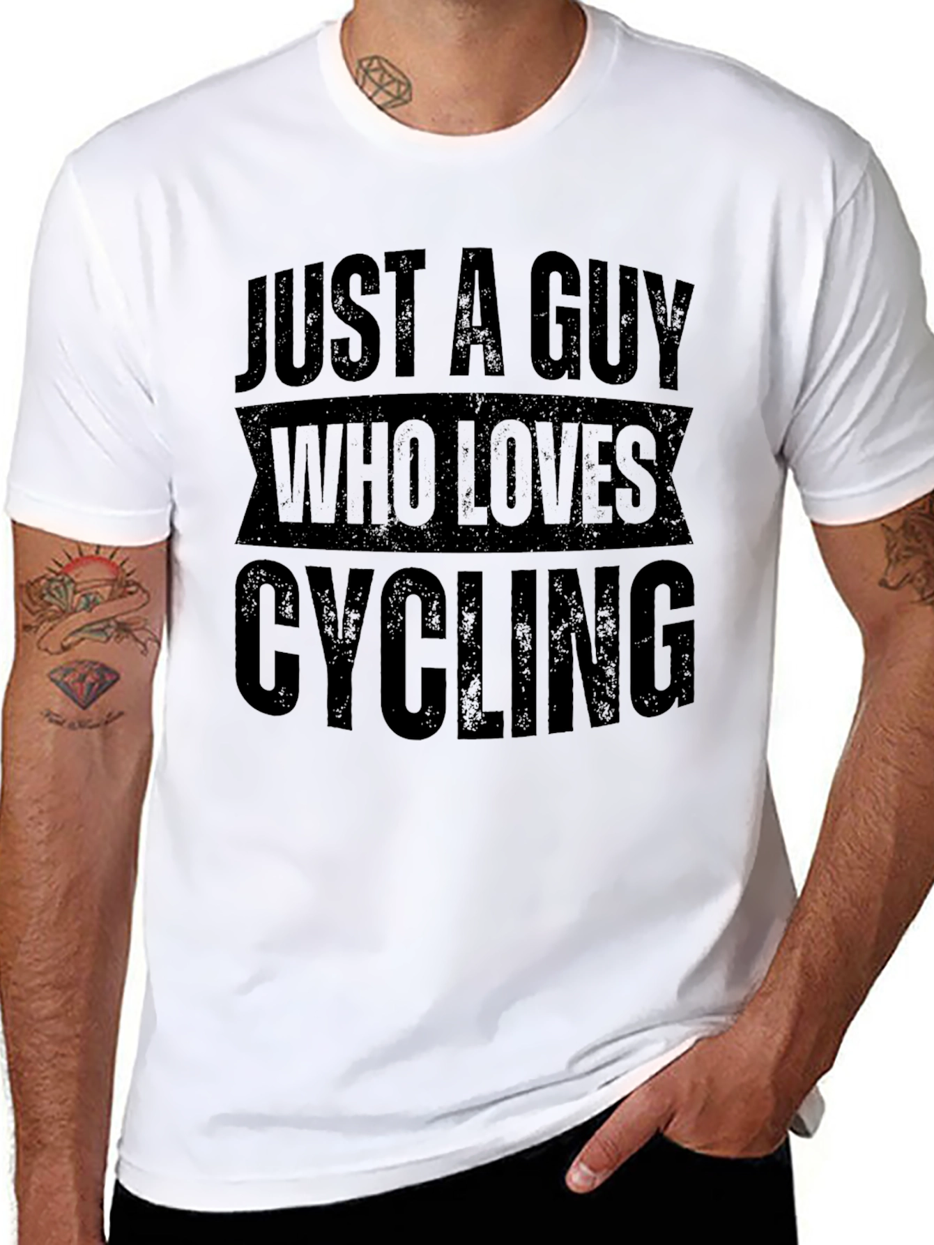 Just A Guy Who Loves Cycling Black T-Shirt