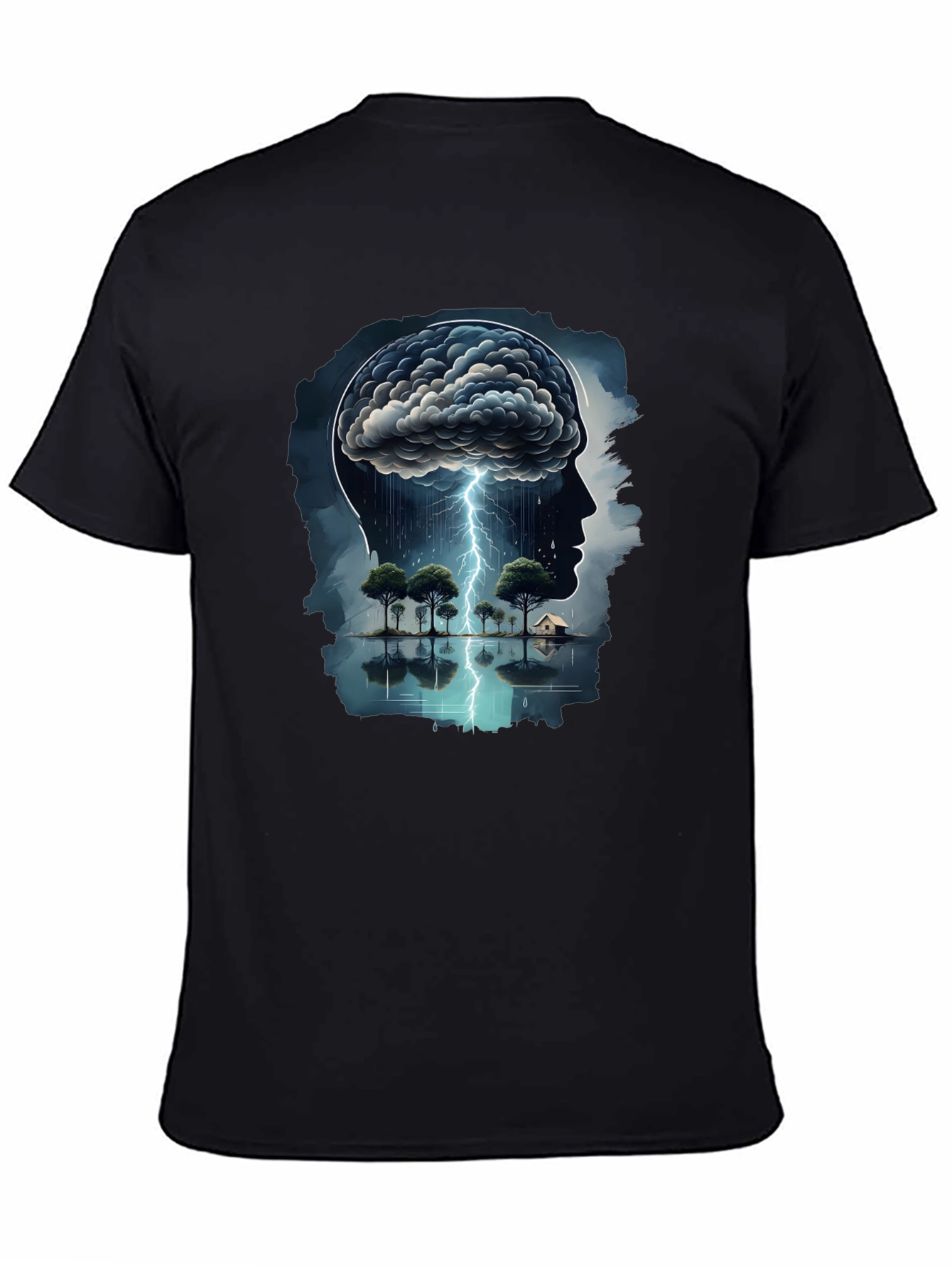 Mind Storm Black Tee - Thoughtful Graphic Design