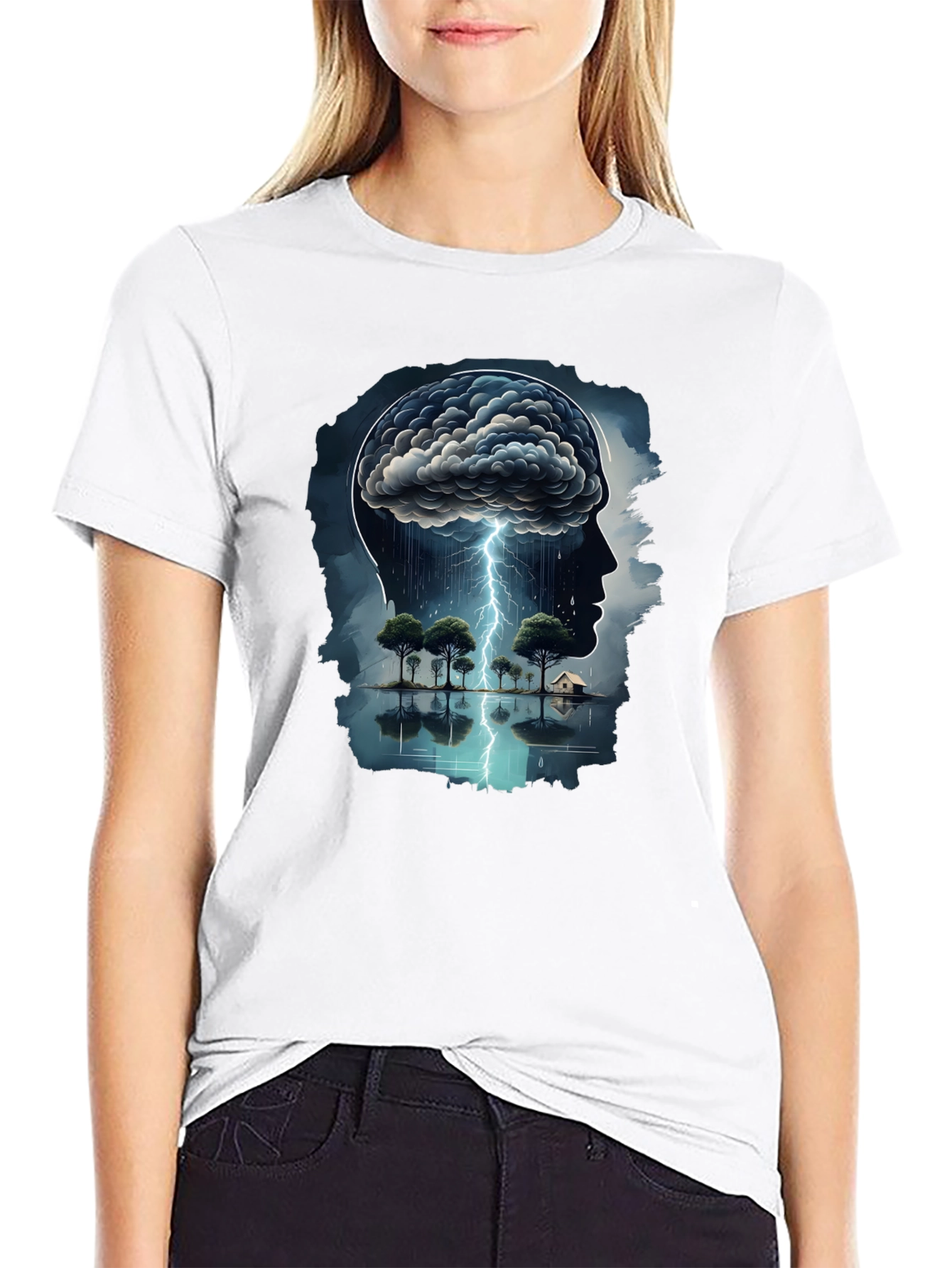 Mind Storm Black Tee - Thoughtful Graphic Design