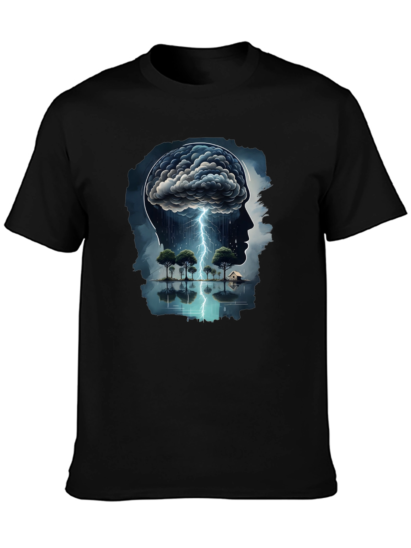 Mind Storm Black Tee - Thoughtful Graphic Design