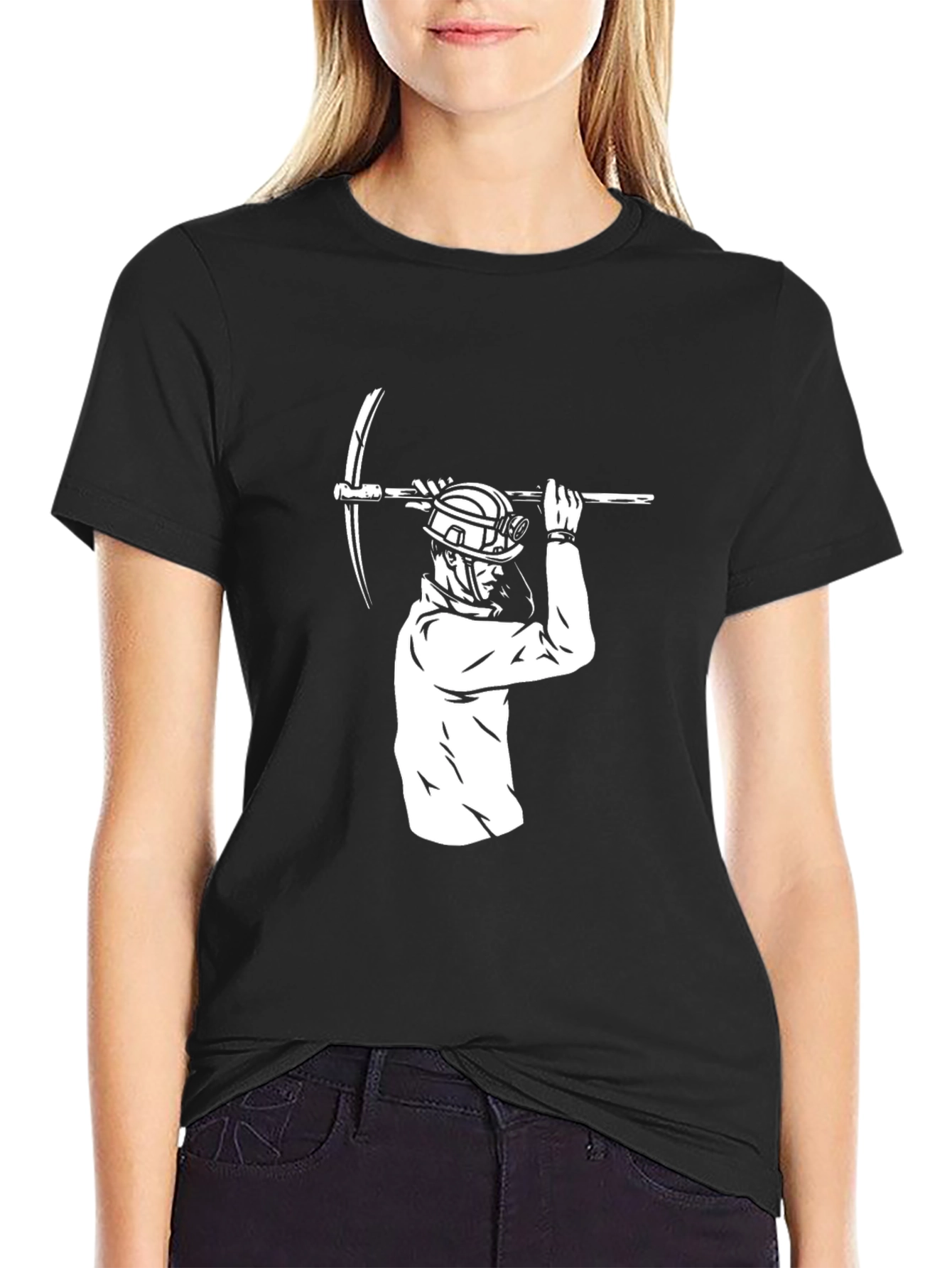 Miner Graphic Tee - Black Cotton T-Shirt