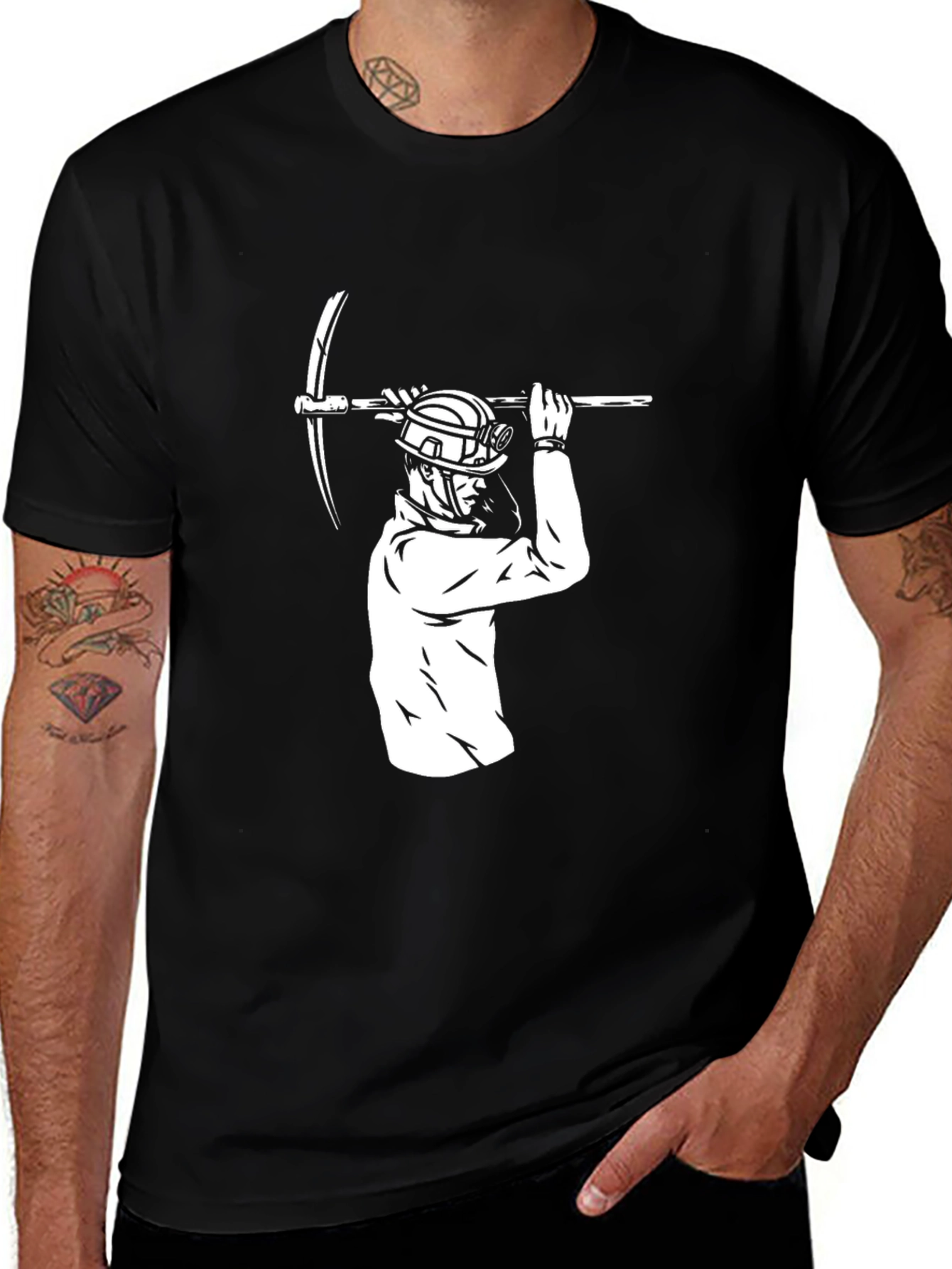 Miner Graphic Tee - Black Cotton T-Shirt