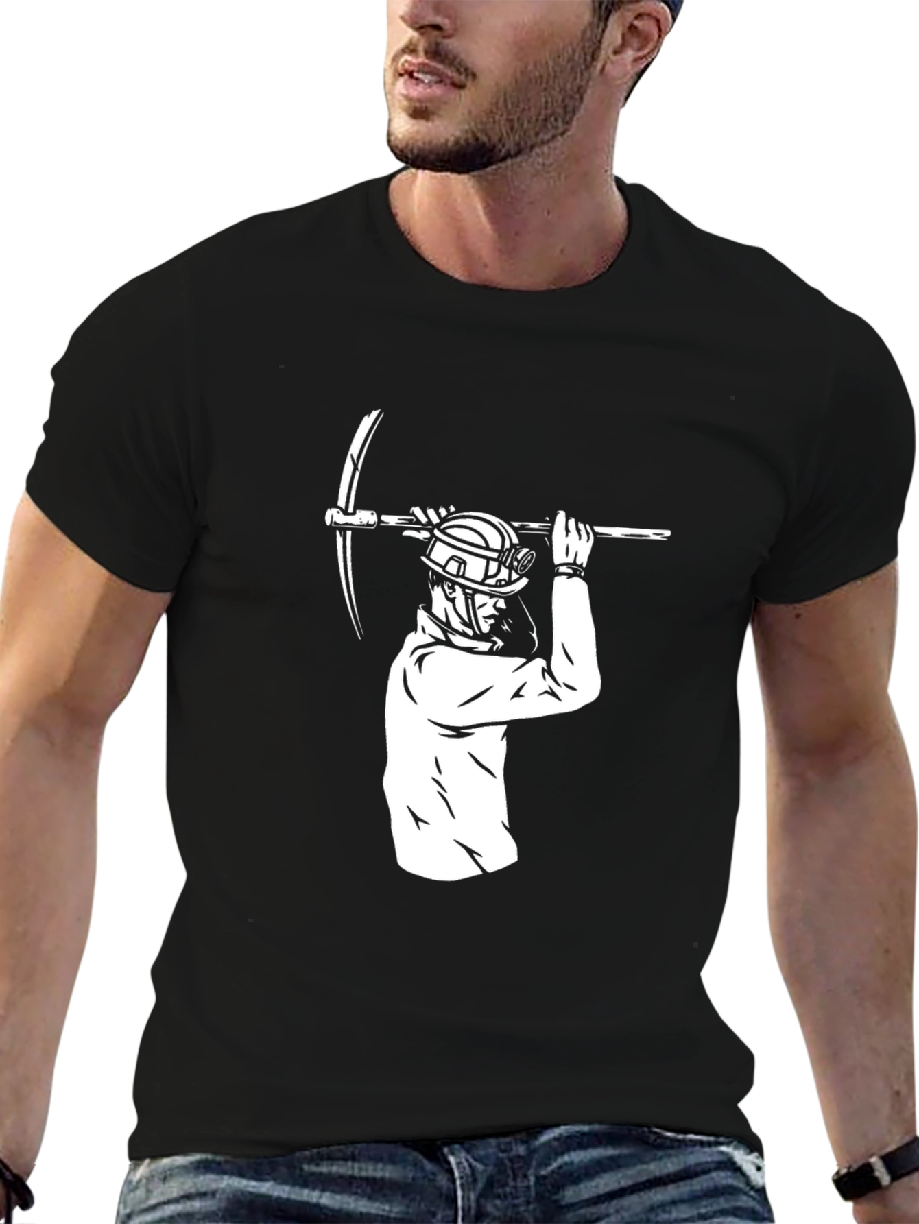 Miner Graphic Tee - Black Cotton T-Shirt