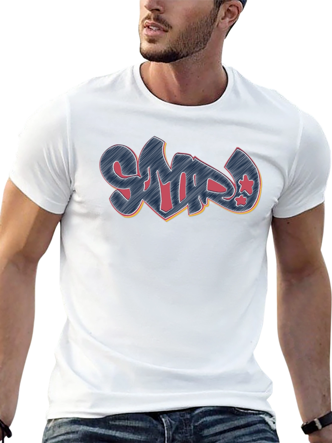Graffiti Style Black Crew Neck T-Shirt