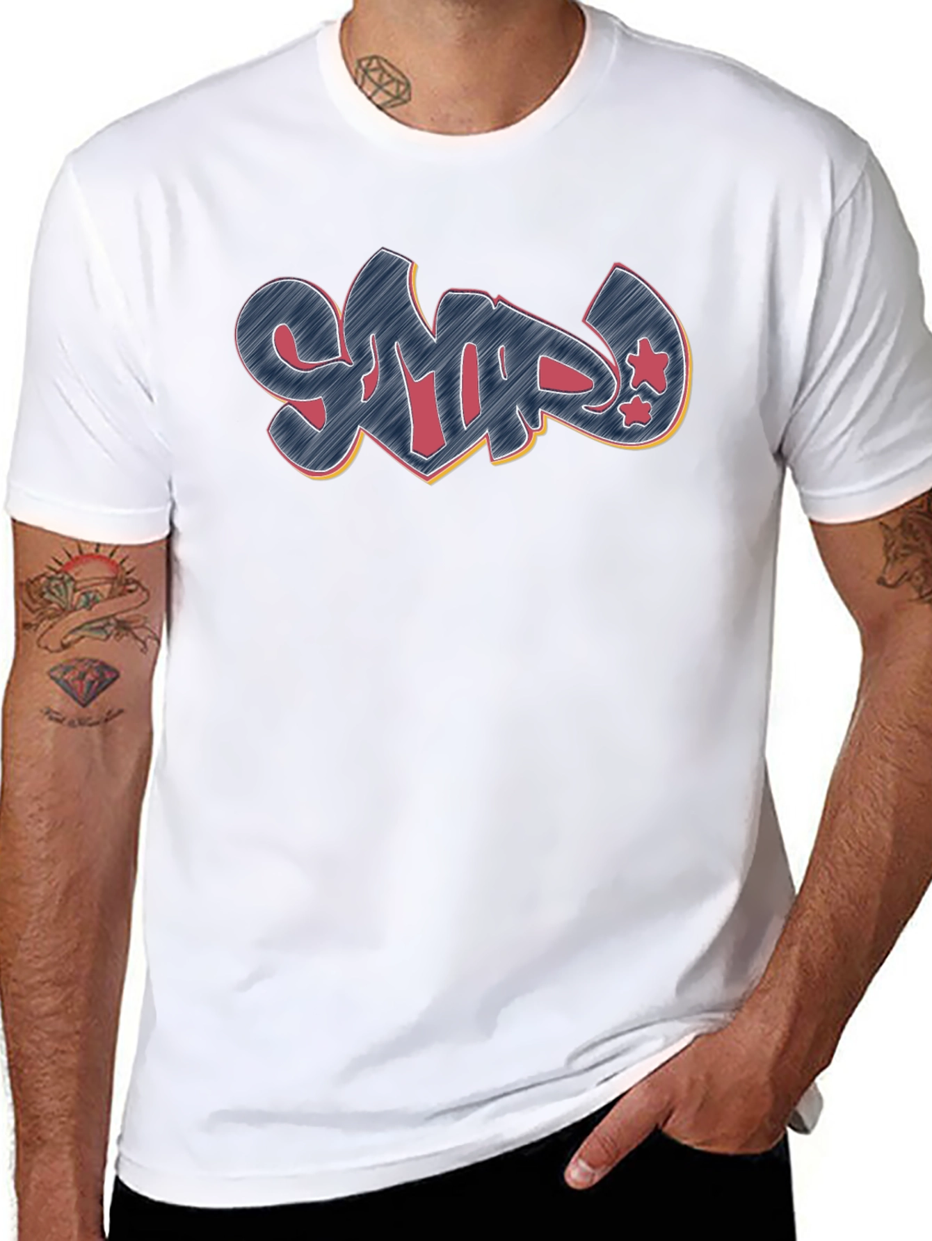 Graffiti Style Black Crew Neck T-Shirt