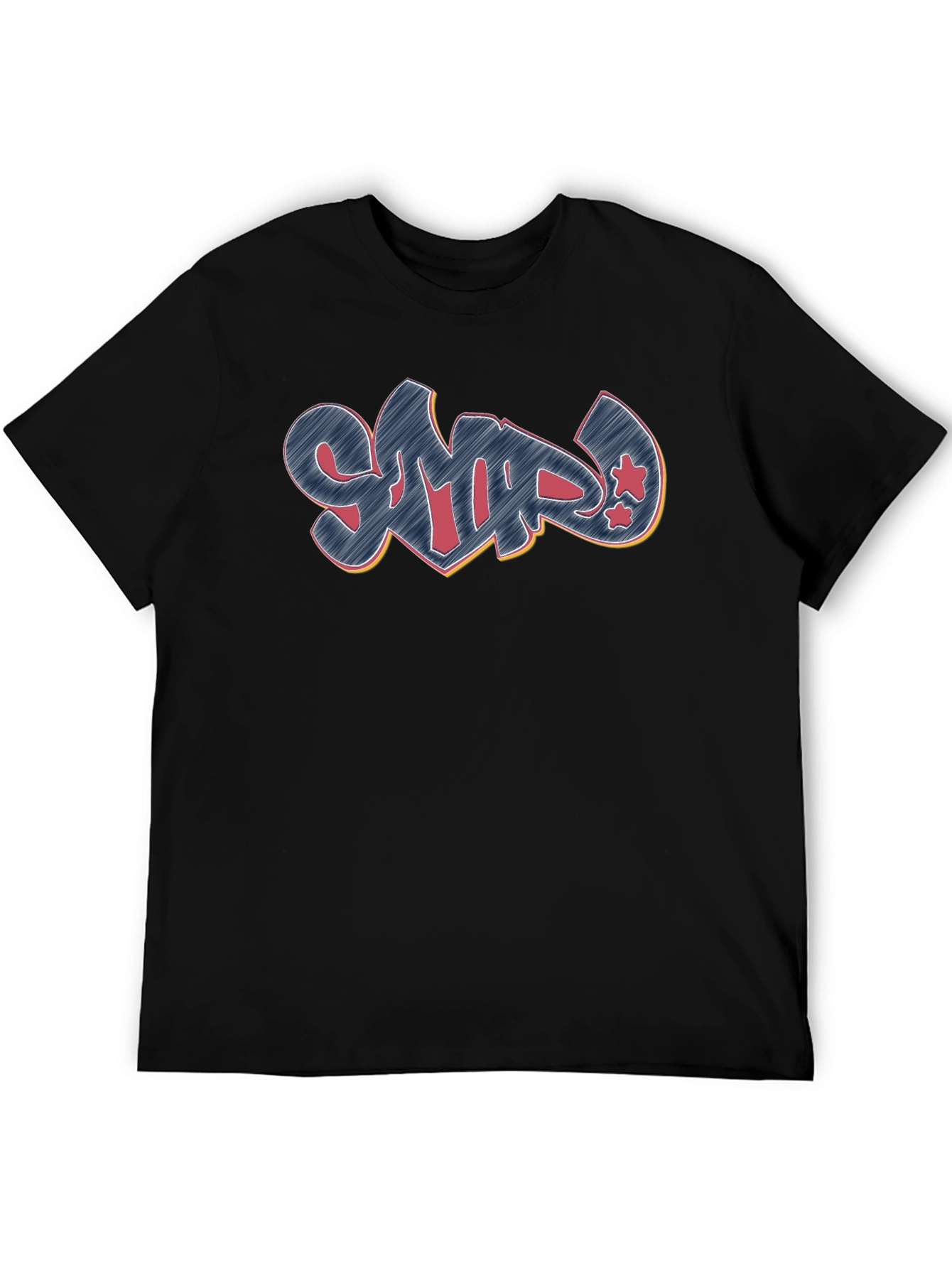 Graffiti Style Black Crew Neck T-Shirt