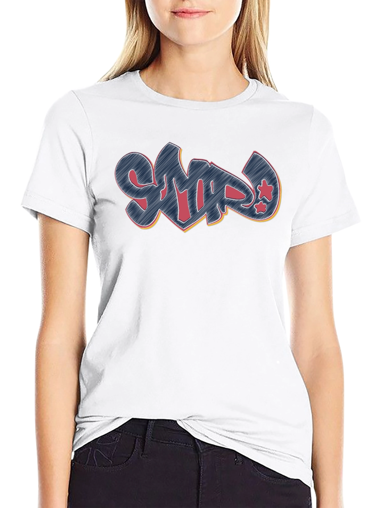 Graffiti Style Black Crew Neck T-Shirt