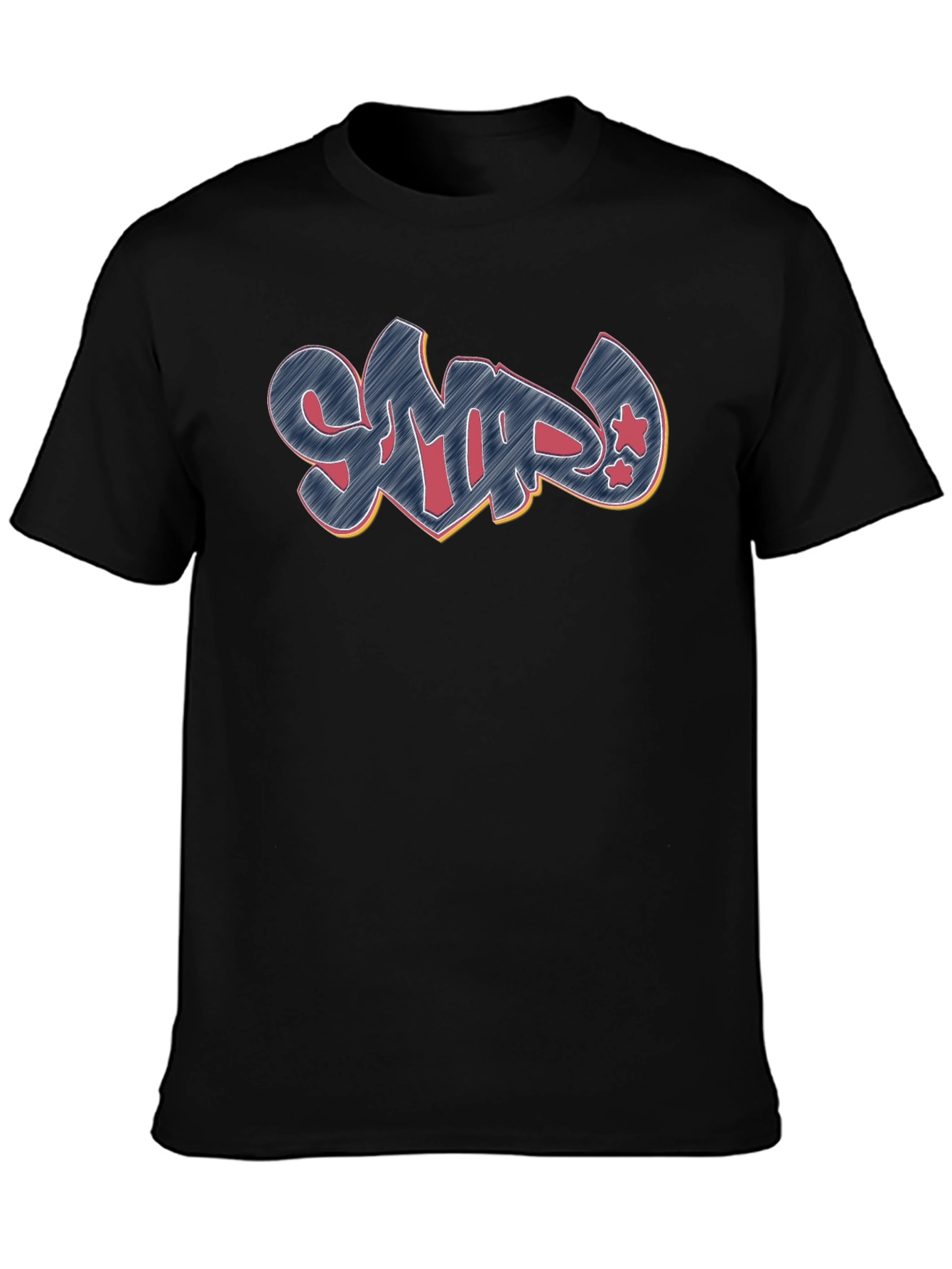 Graffiti Style Black Crew Neck T-Shirt