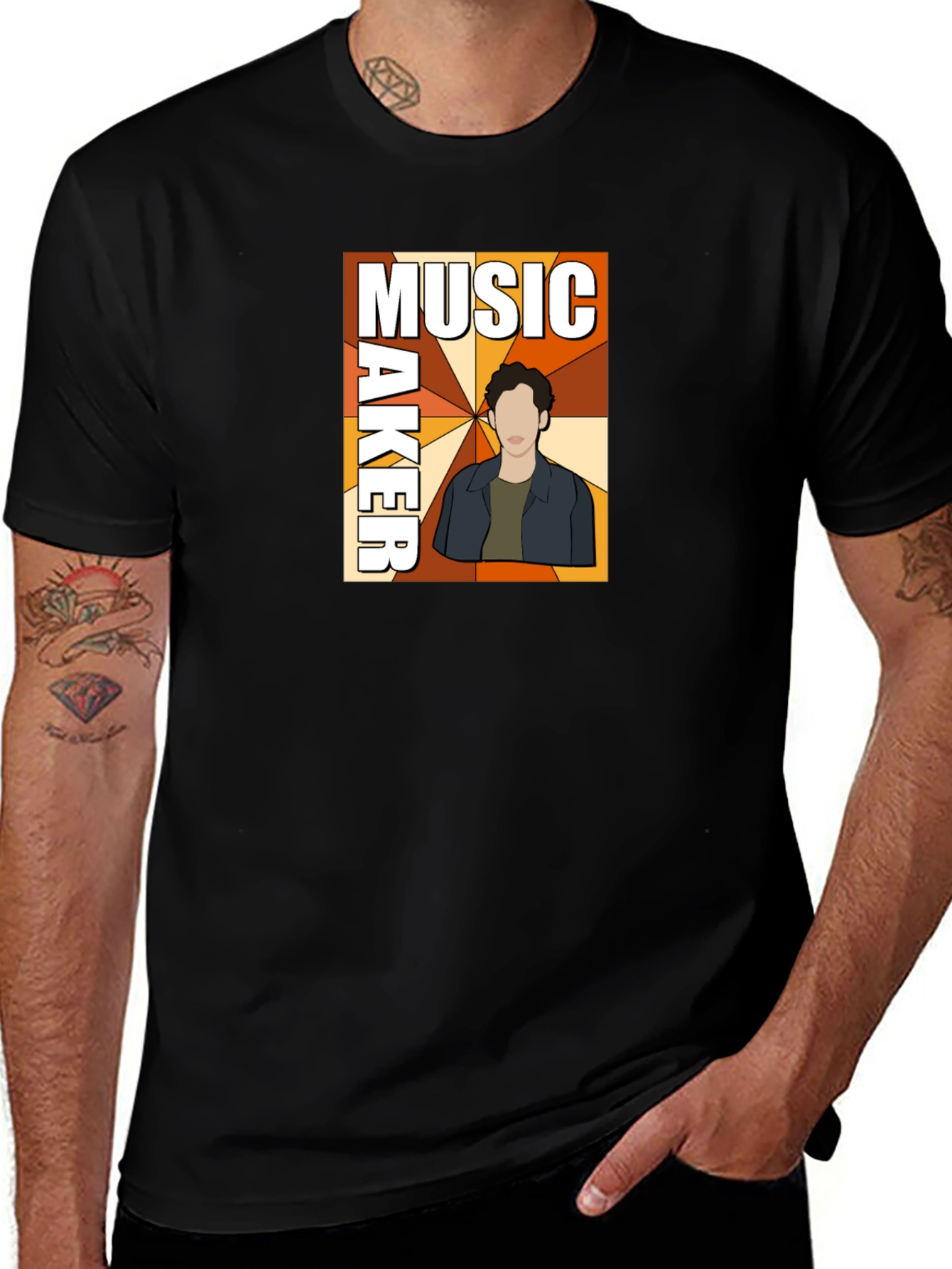 Music Maker Graphic Print Black T-Shirt