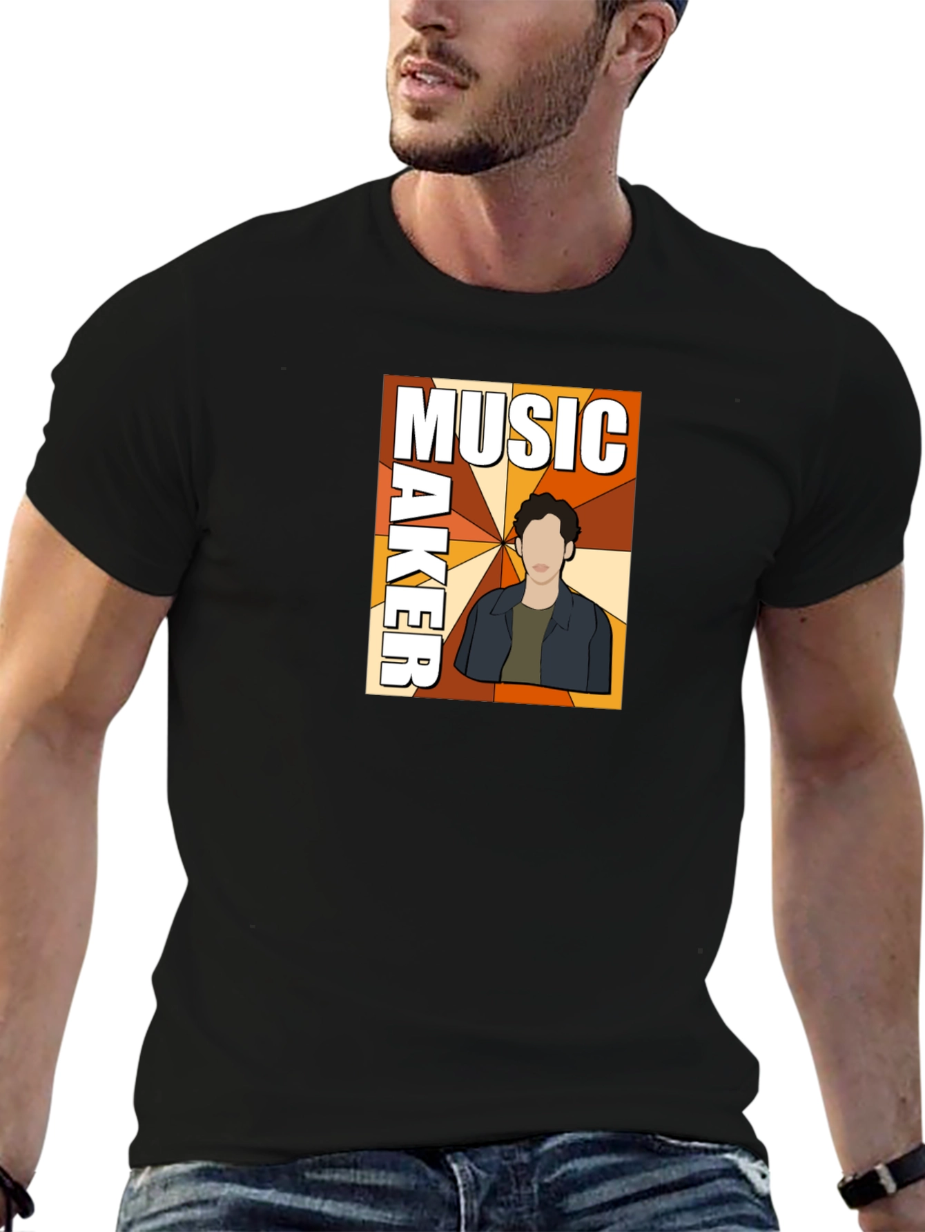 Music Maker Graphic Print Black T-Shirt