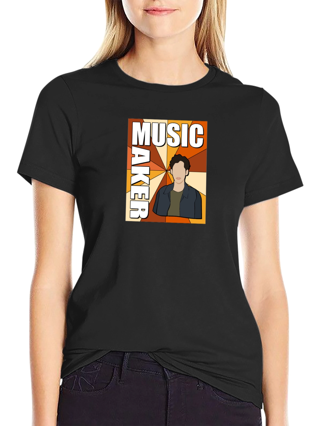 Music Maker Graphic Print Black T-Shirt