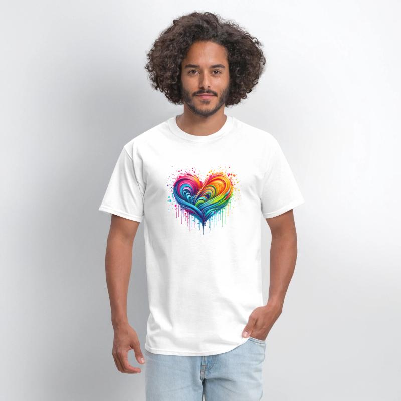 Rainbow Flag Paint Splatter Heart Pride 2024 LGBTQ