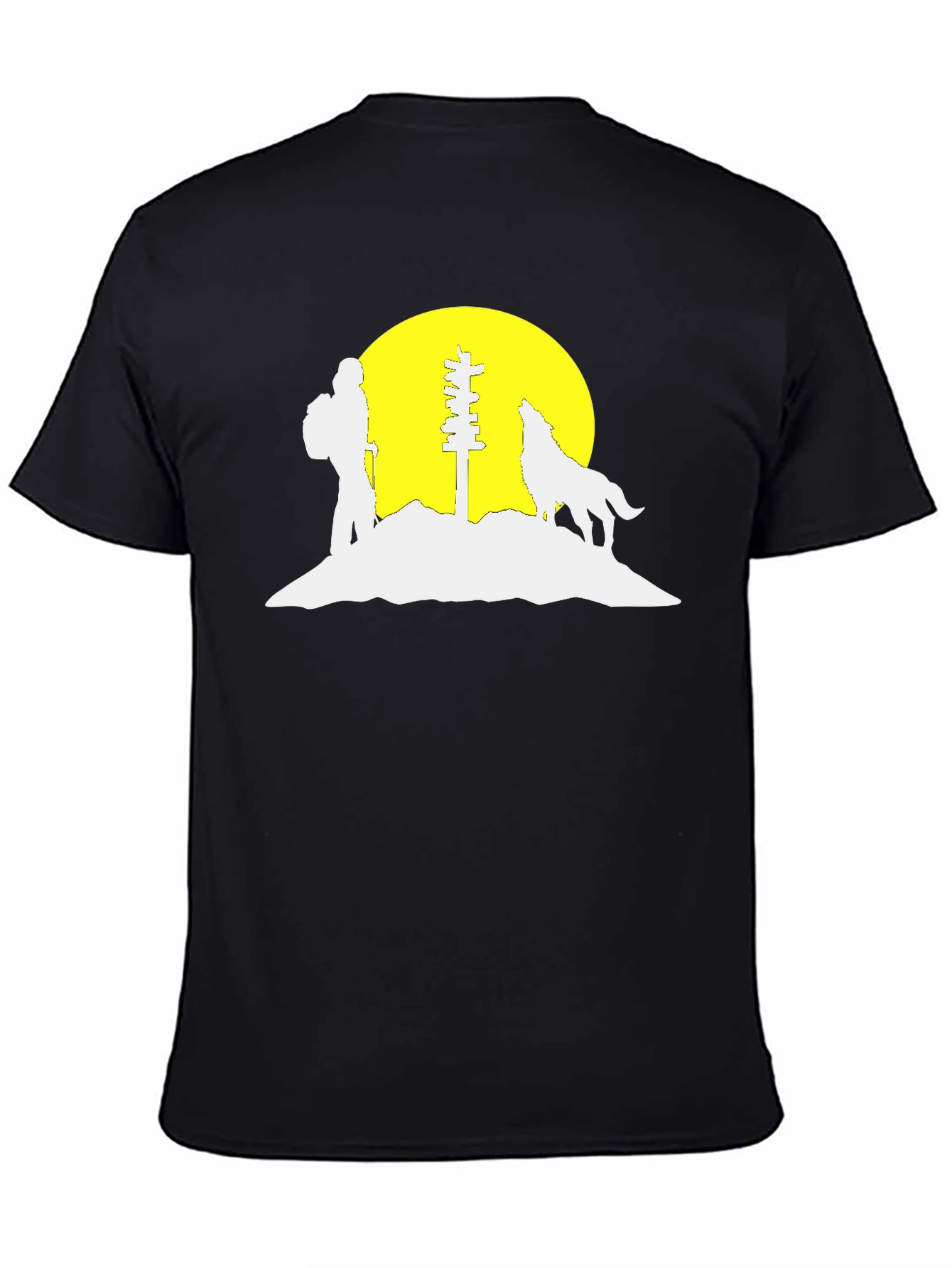 Silhouette Hiker Wolf Moon Graphic Tee