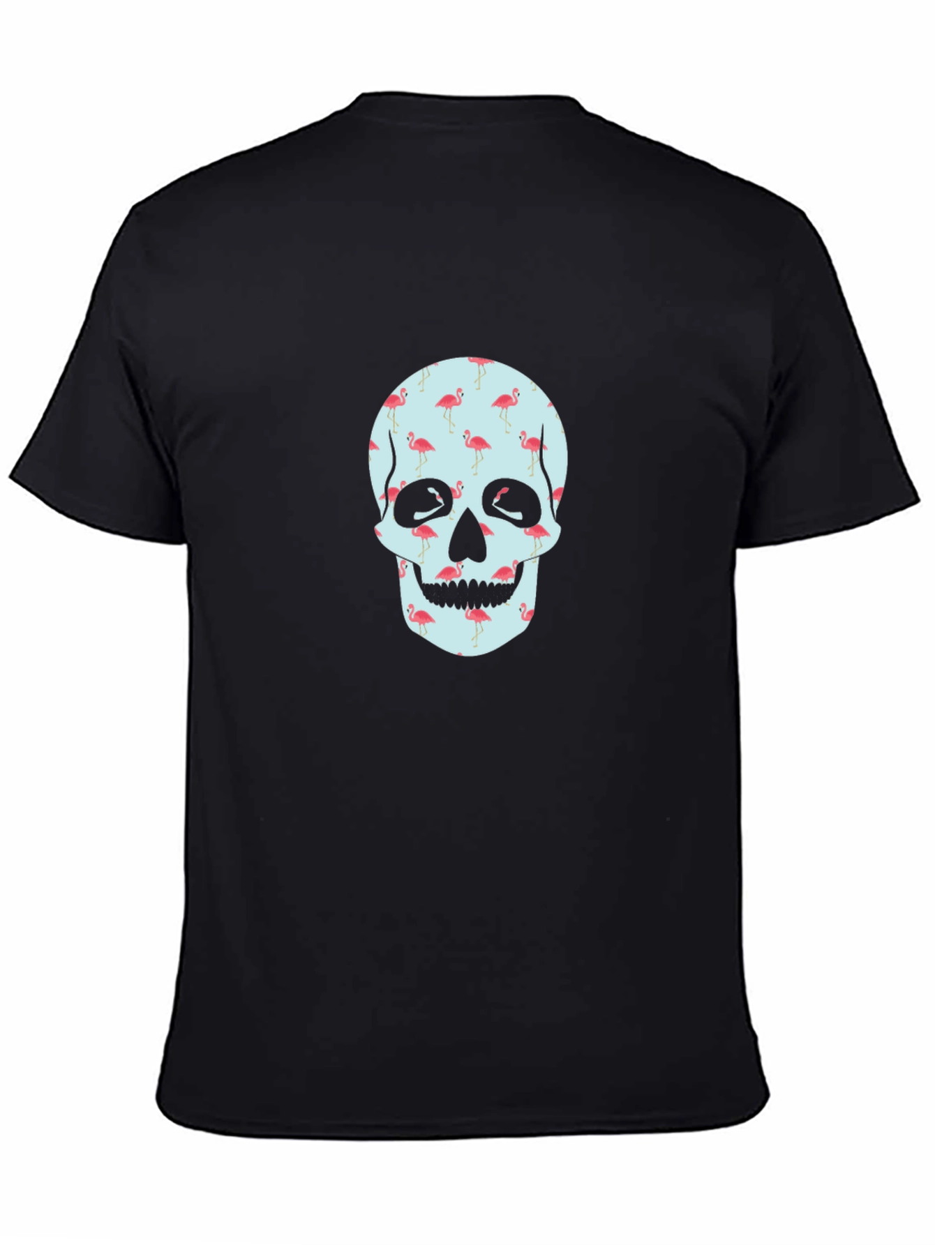 Flamingo Skull Graphic Tee - Black