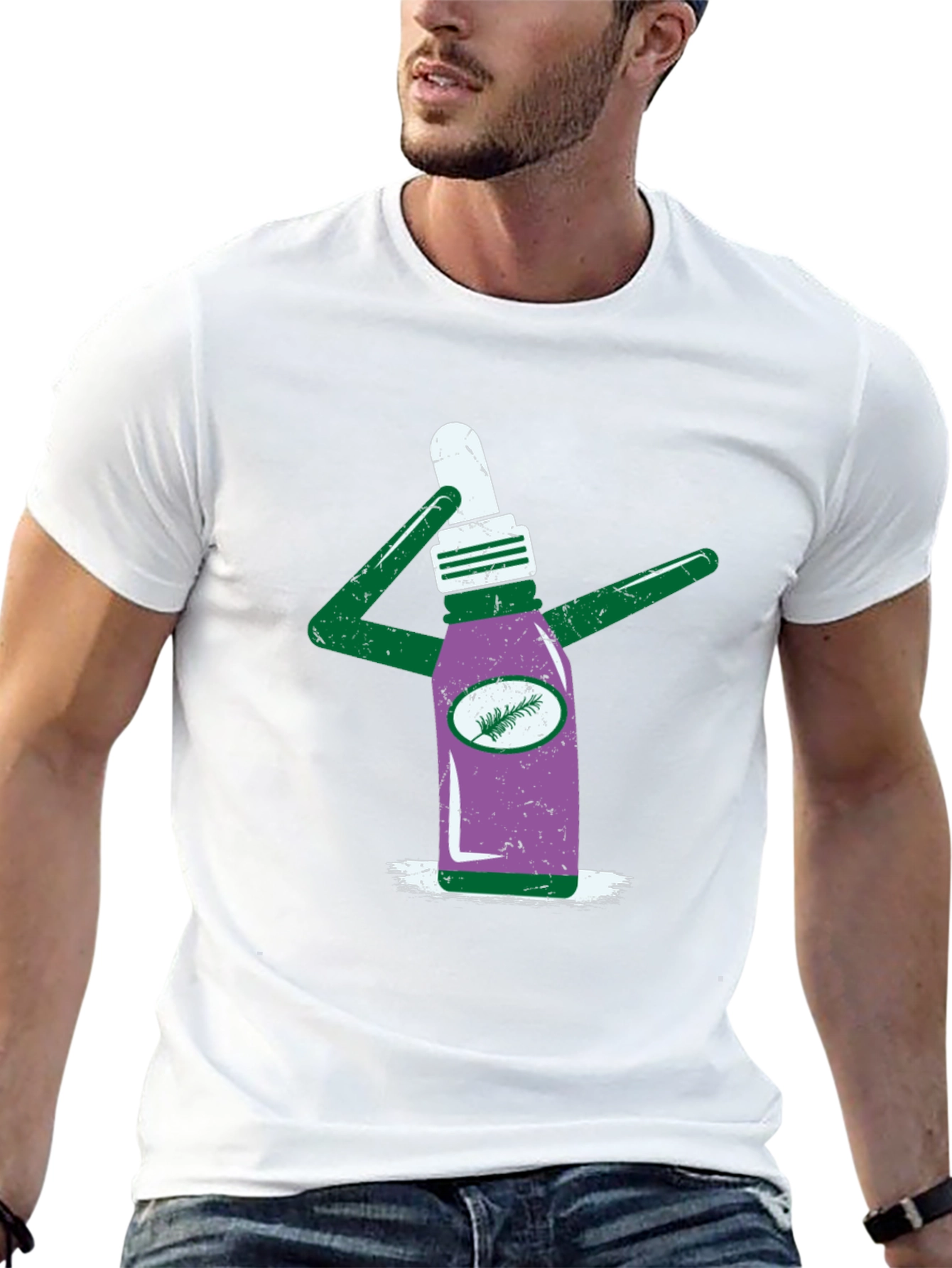 Novelty Graphic T-Shirt - Quirky Bottle Design