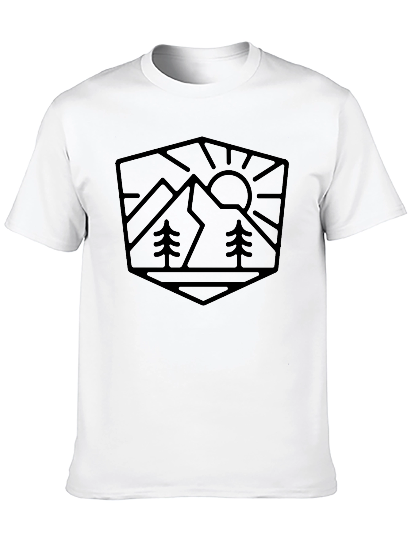 Mountain Scene Graphic Tee - Black Cotton