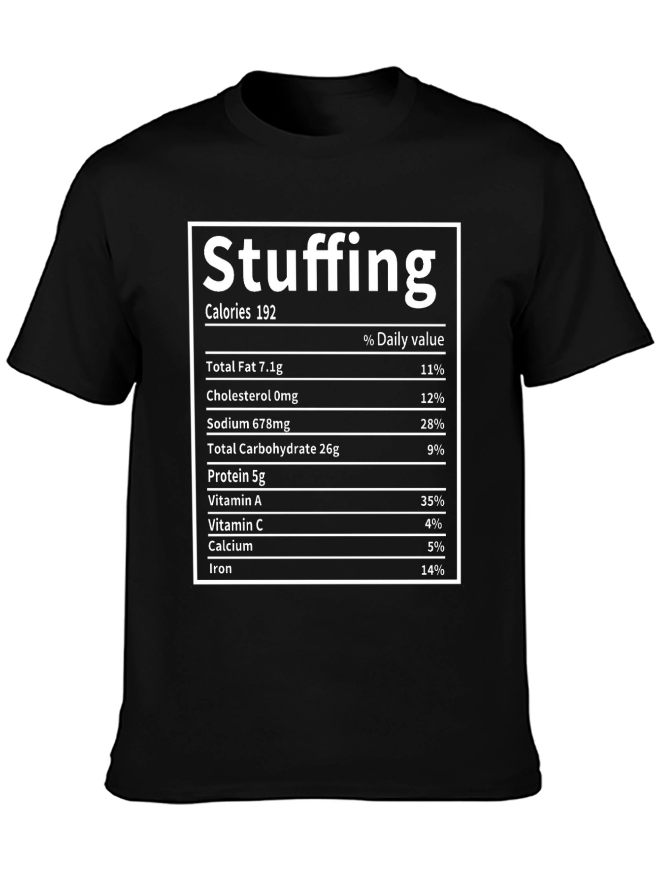 Stuffing Nutrition Facts Black T-Shirt