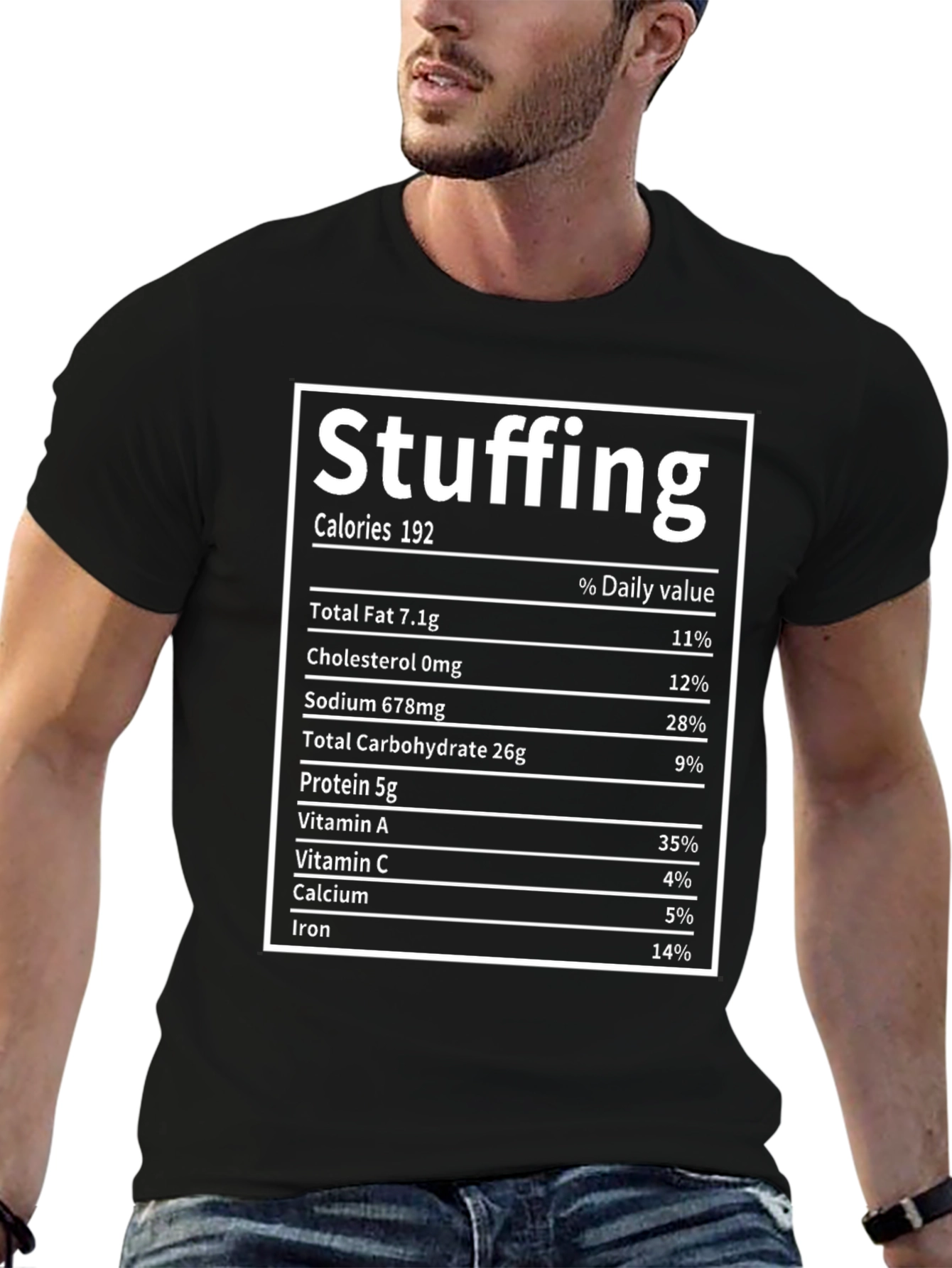 Stuffing Nutrition Facts Black T-Shirt