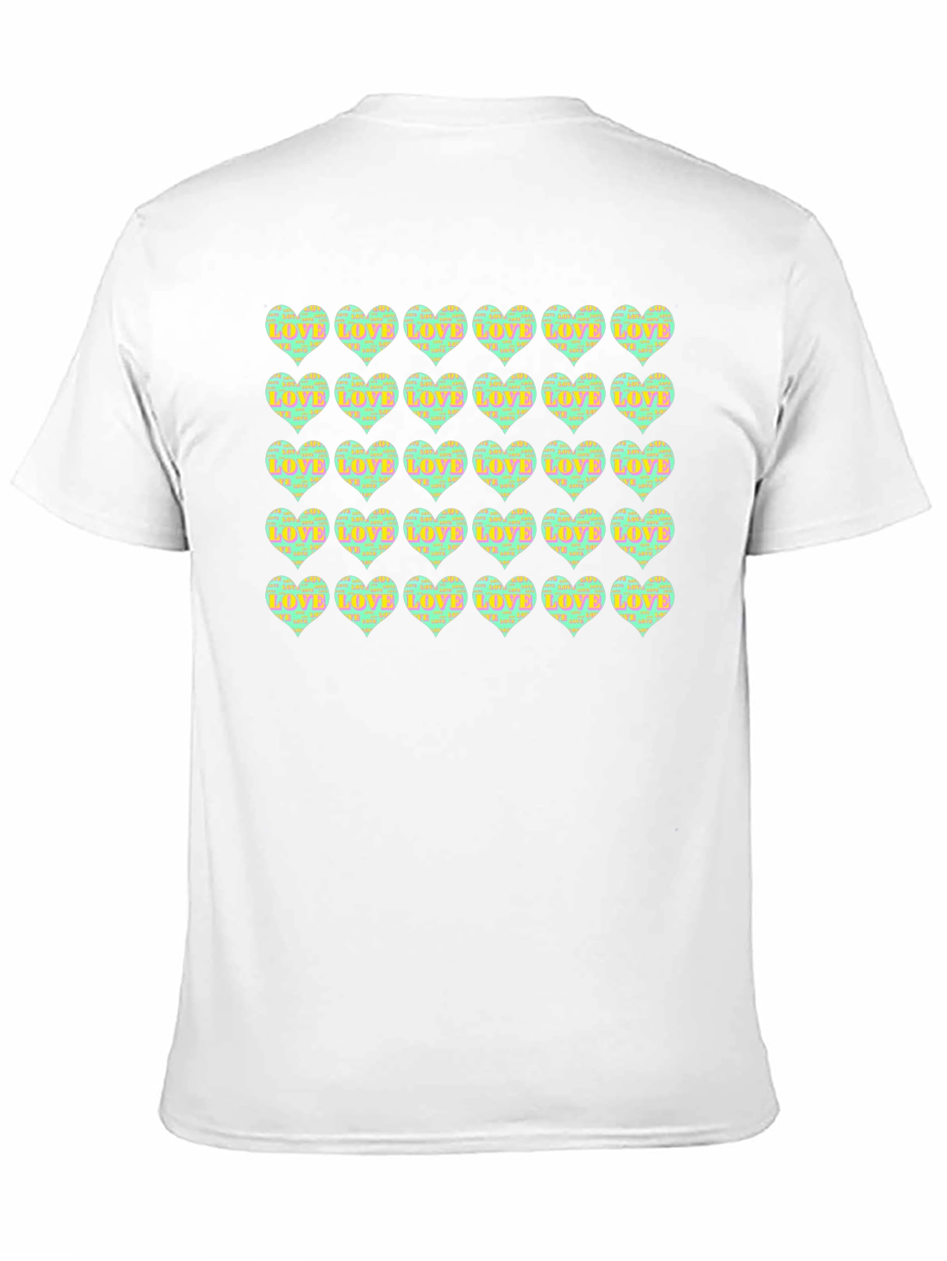 Love Hearts Pattern Black T-Shirt