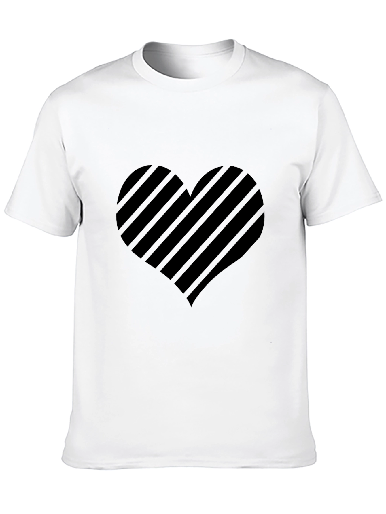 Striped Heart Graphic Black T-Shirt