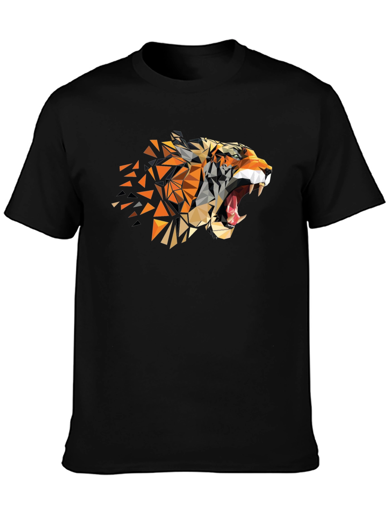 Geometric Tiger Graphic Black Tee - Modern Mens Fashion