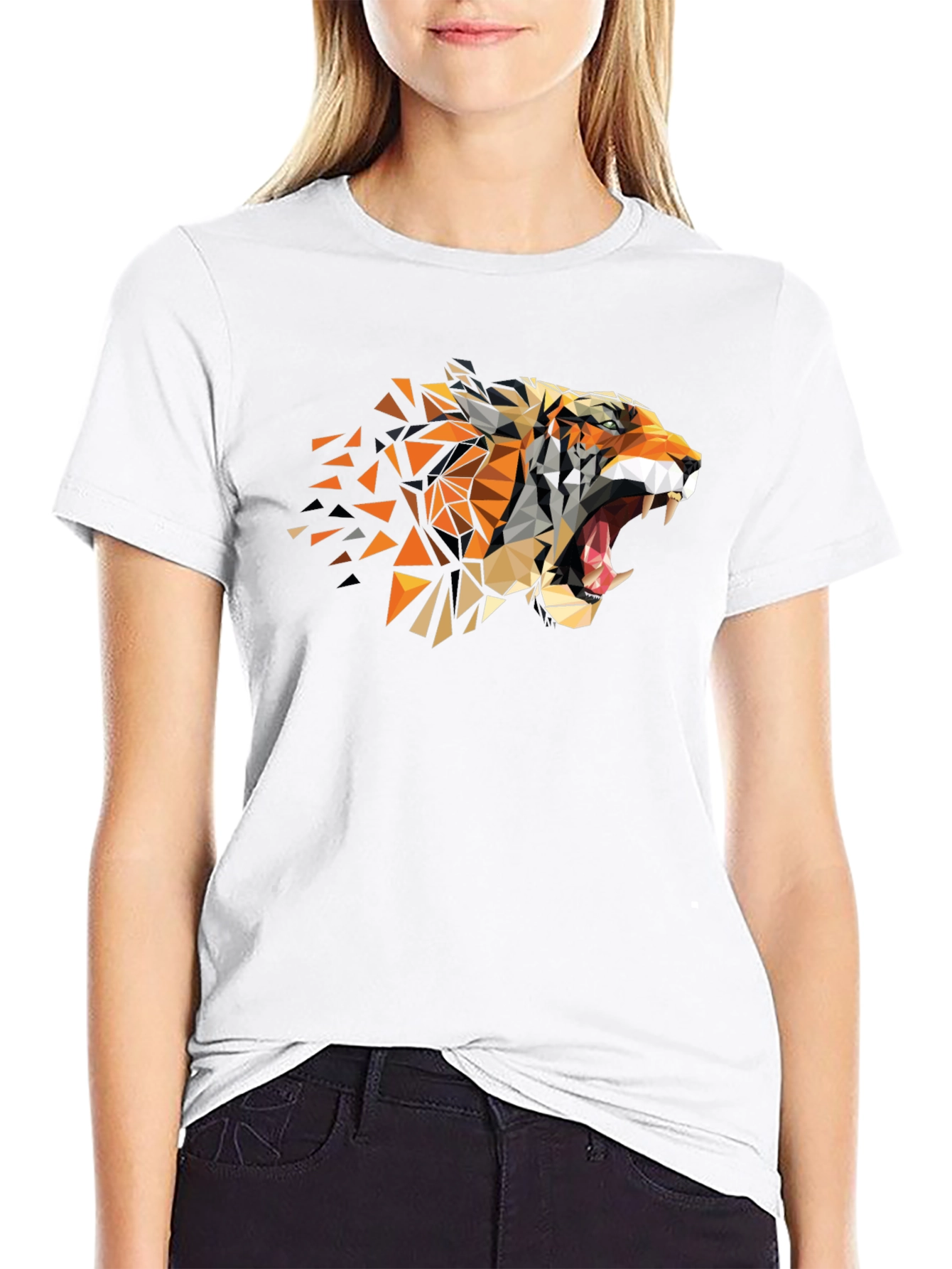 Geometric Tiger Graphic Black Tee - Modern Mens Fashion