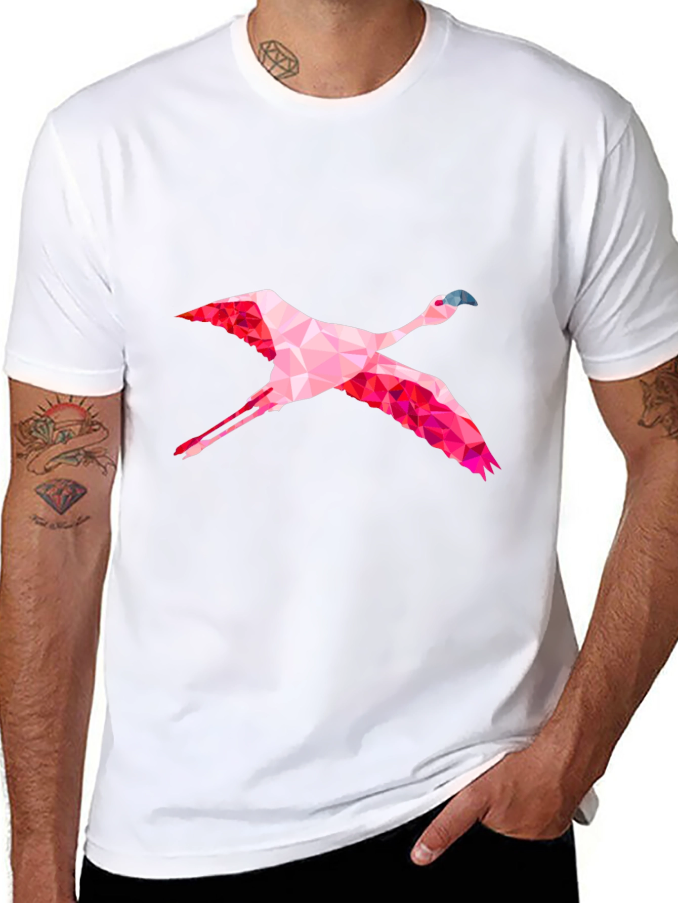 Geometric Flamingo Graphic Tee - Mens Black T-Shirt