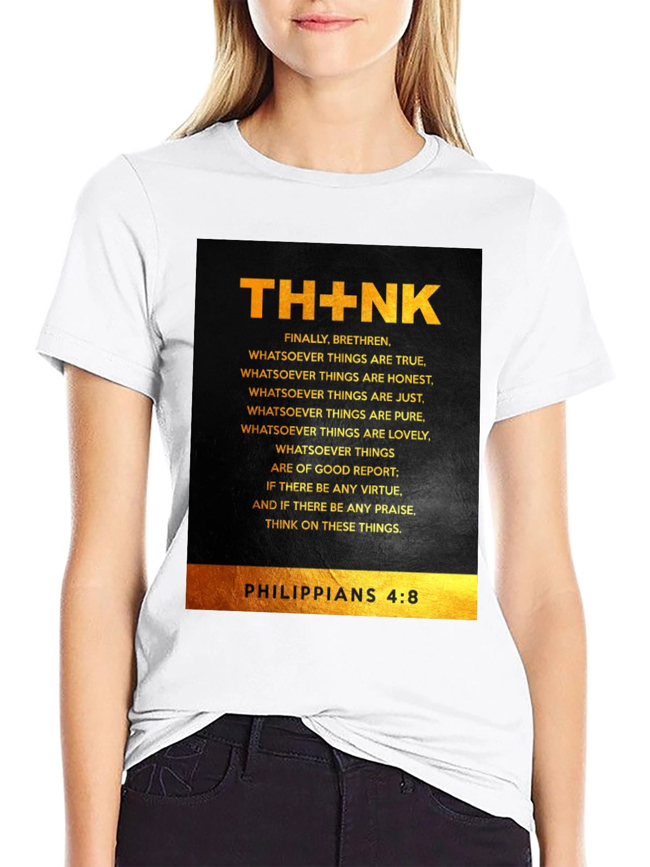 THINK Philippians 4:8 Christian T-Shirt