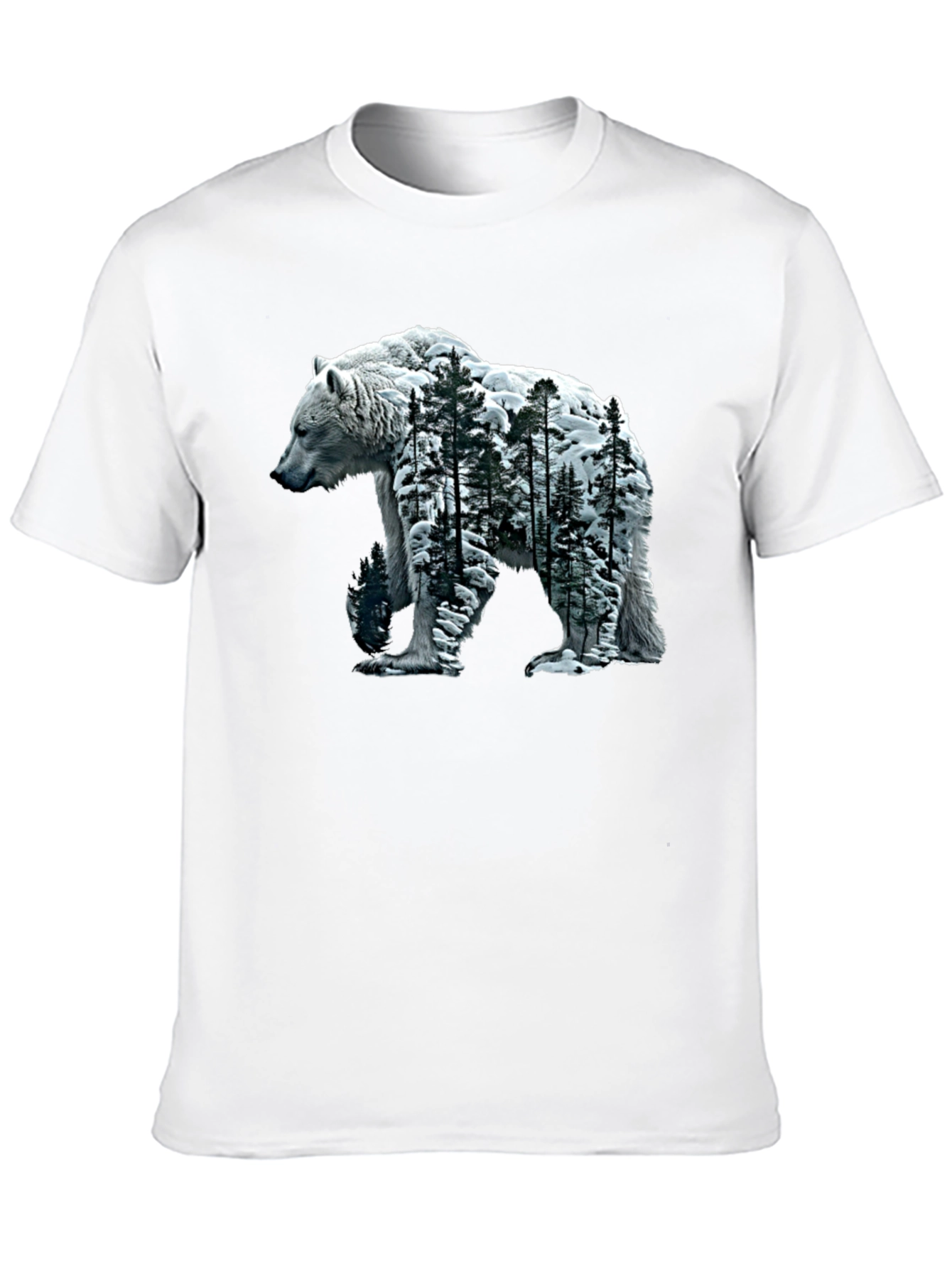 Bear and Forest Graphic Tee - Black