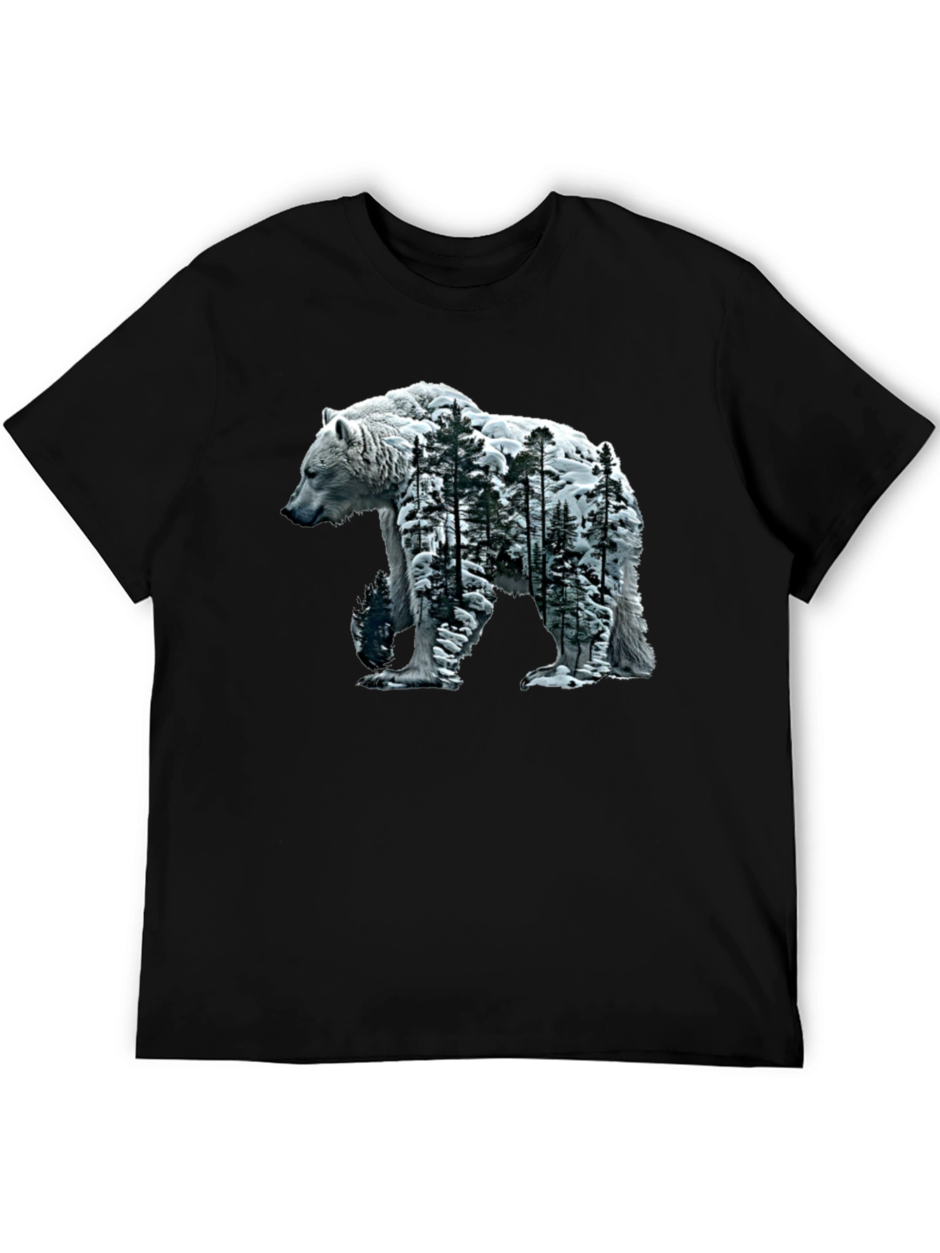 Bear and Forest Graphic Tee - Black