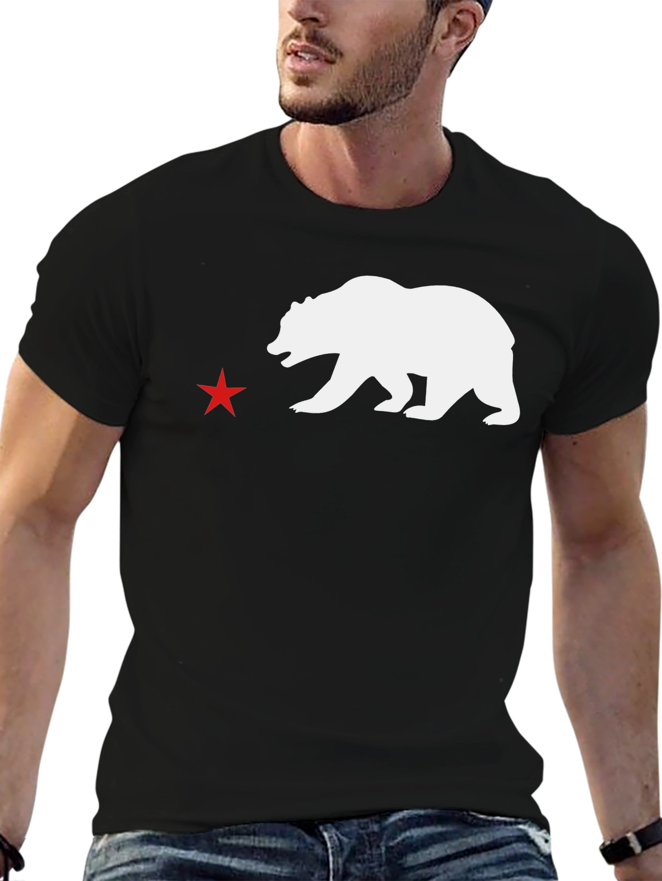 California Bear Star T-Shirt - Black
