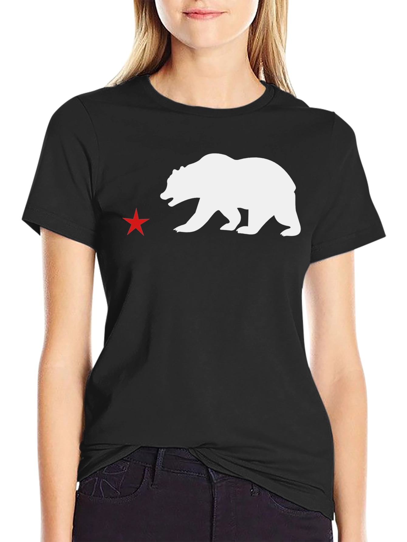 California Bear Star T-Shirt - Black