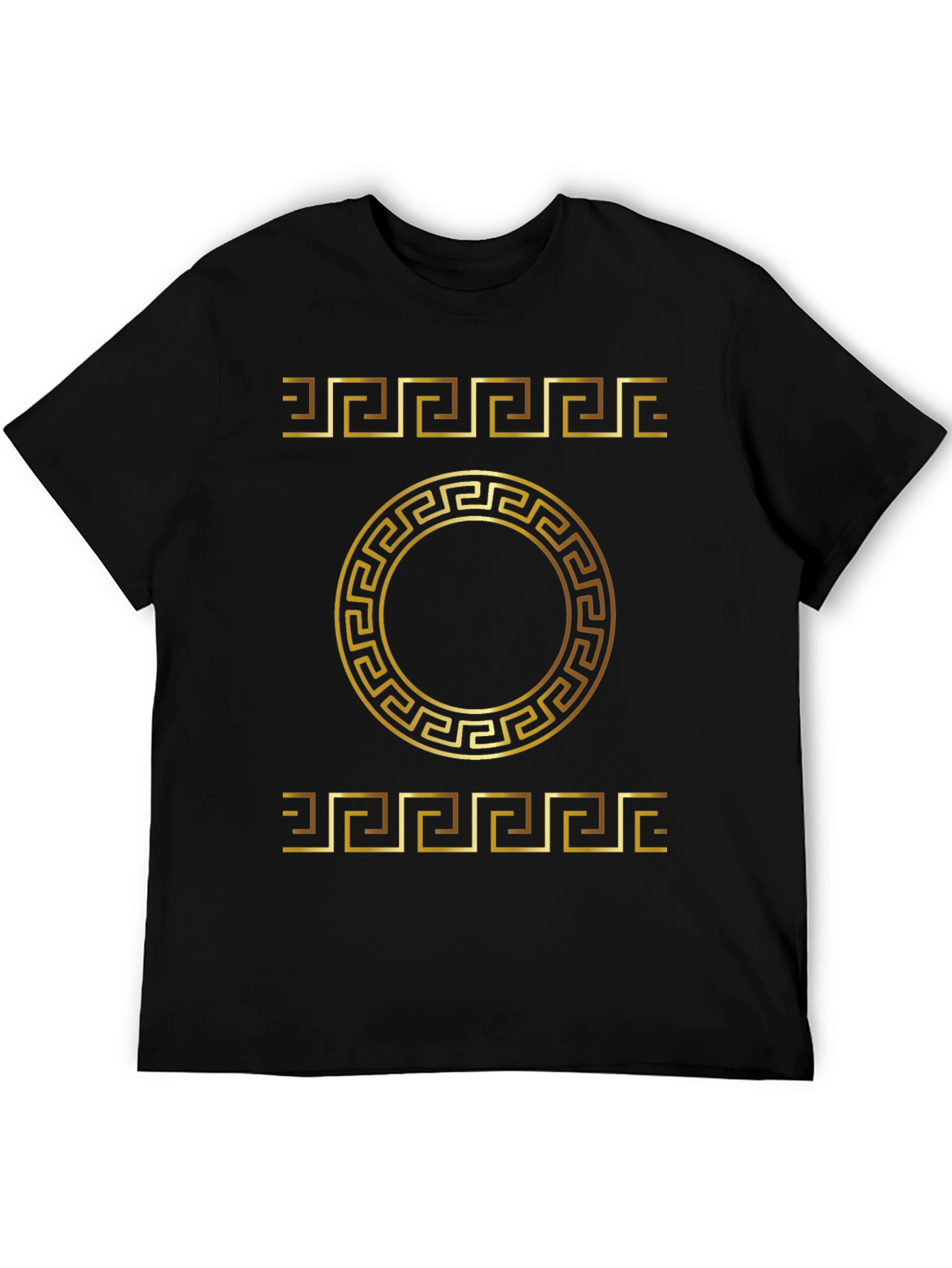 Gold Greek Key Pattern Black T-Shirt