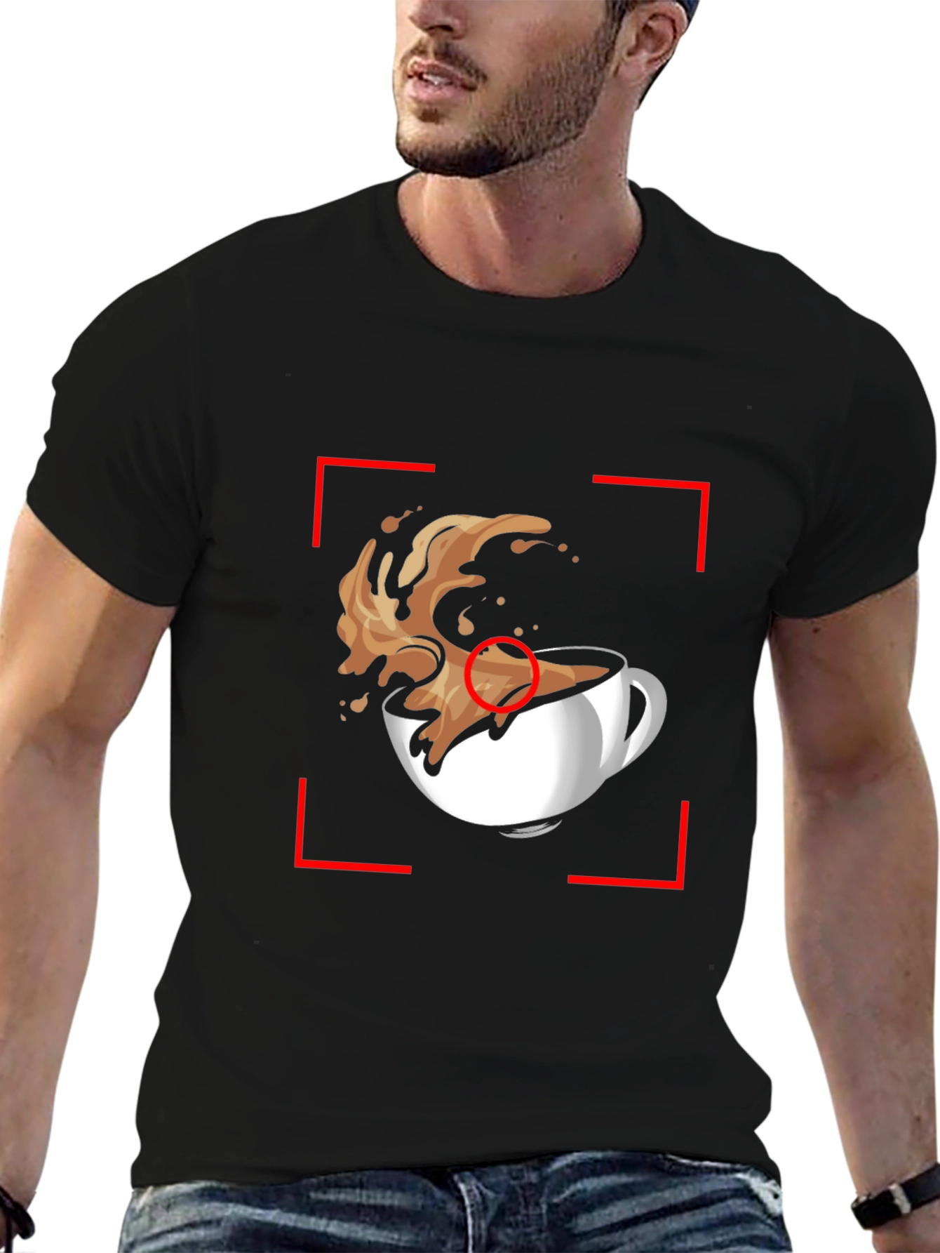 Coffee Splash Graphic Tee - Black Casual T-Shirt