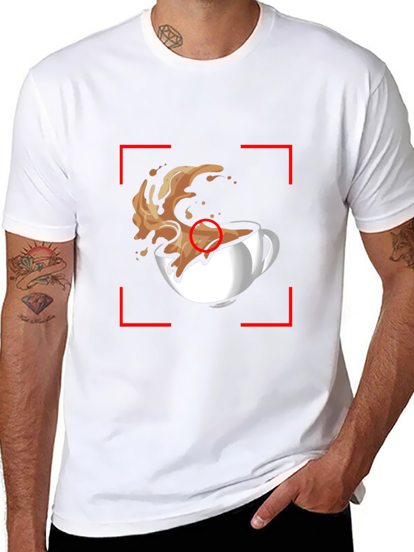 Coffee Splash Graphic Tee - Black Casual T-Shirt