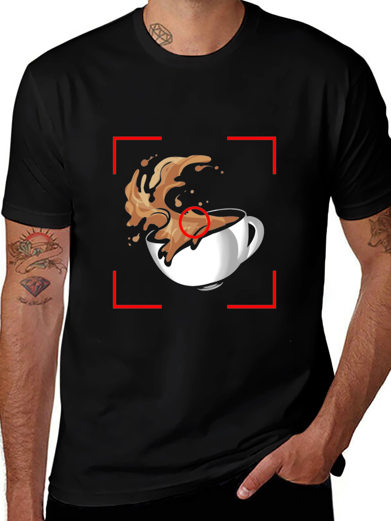 Coffee Splash Graphic Tee - Black Casual T-Shirt