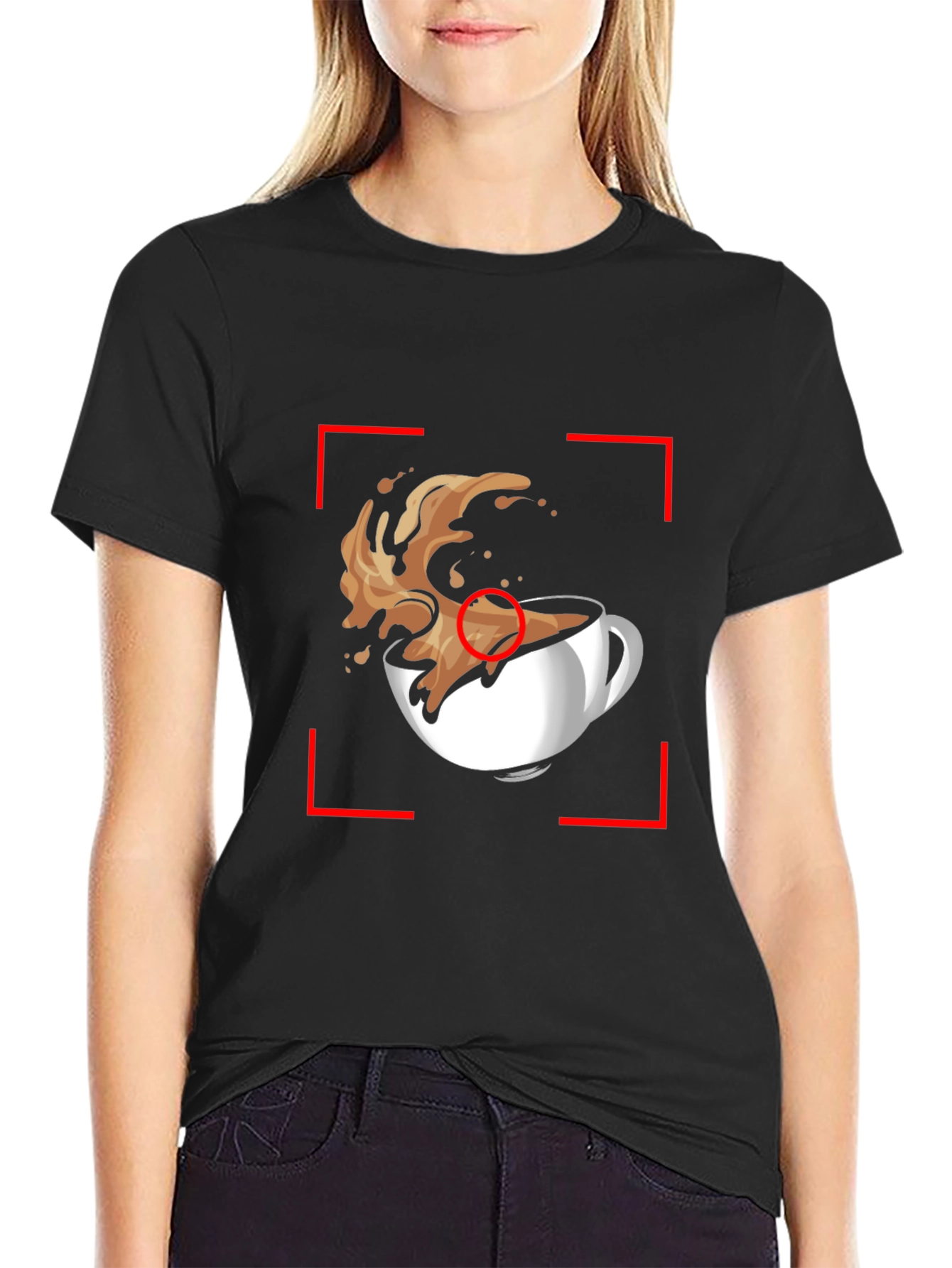 Coffee Splash Graphic Tee - Black Casual T-Shirt