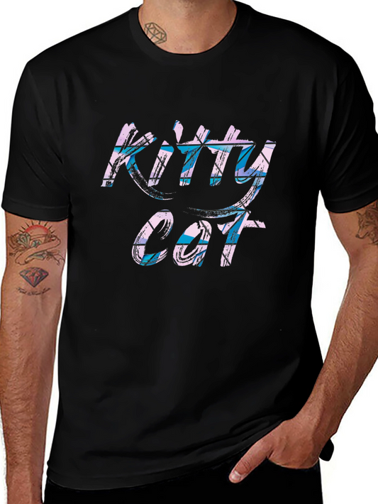 Kitty Cat Graphic Tee - Black Casual T-Shirt